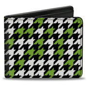 Bi-Fold Wallet - Houndstooth Black White Neon Green Bi-Fold Wallets Buckle-Down
