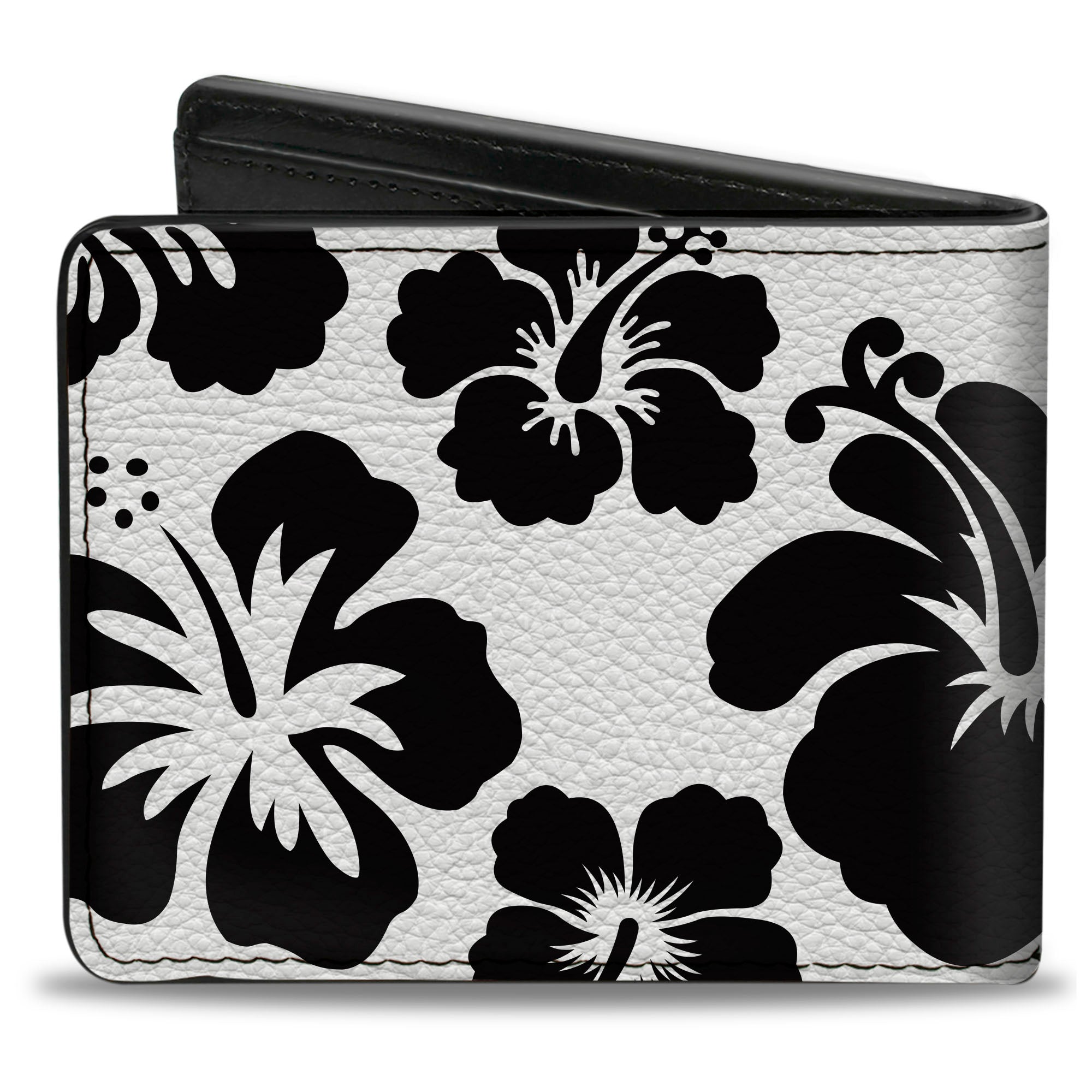 Bi-Fold Wallet - Hibiscus White Black Bi-Fold Wallets Buckle-Down