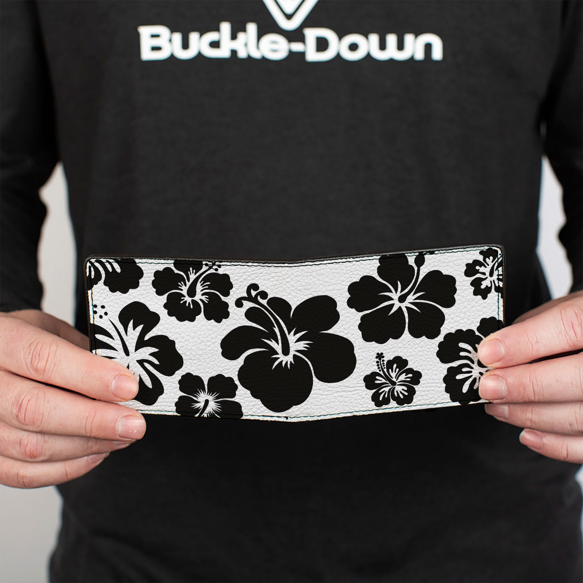 Bi-Fold Wallet - Hibiscus White Black Bi-Fold Wallets Buckle-Down