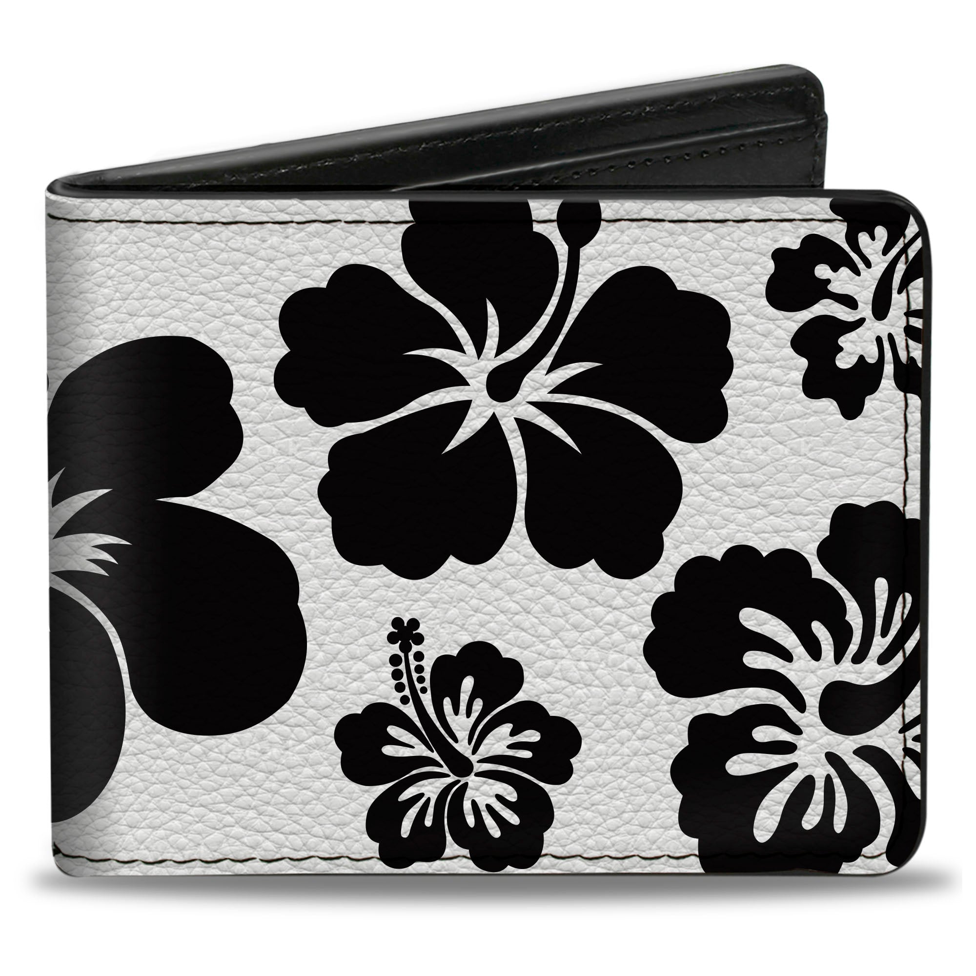 Bi-Fold Wallet - Hibiscus White Black Bi-Fold Wallets Buckle-Down