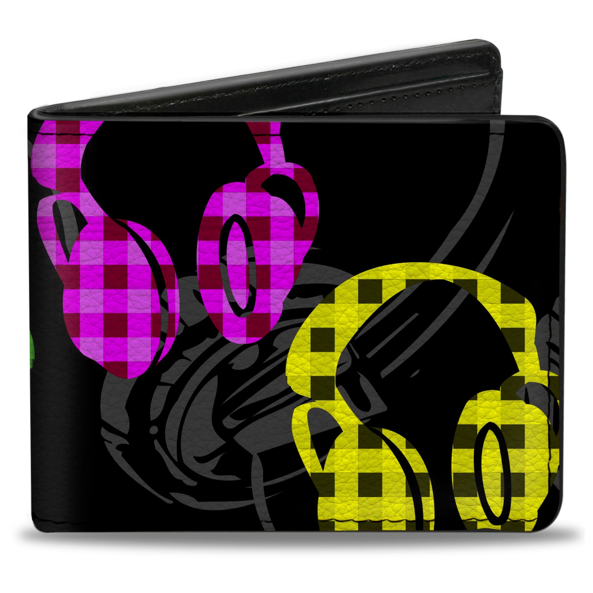 Bi-Fold Wallet - Headphones Buffalo Plaid Black/Neon