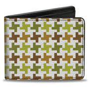 Bi-Fold Wallet - Houndstooth White Green Brown Bi-Fold Wallets Buckle-Down