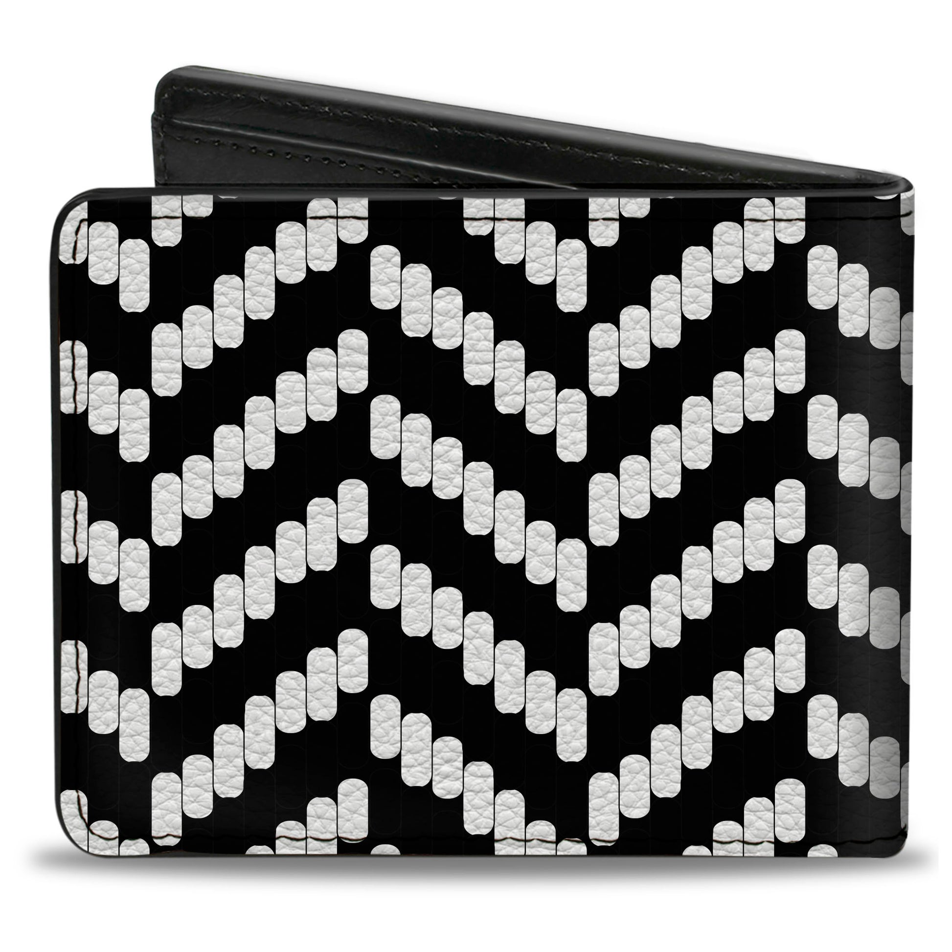 Bi-Fold Wallet - Herringbone Jagged Black White Bi-Fold Wallets Buckle-Down