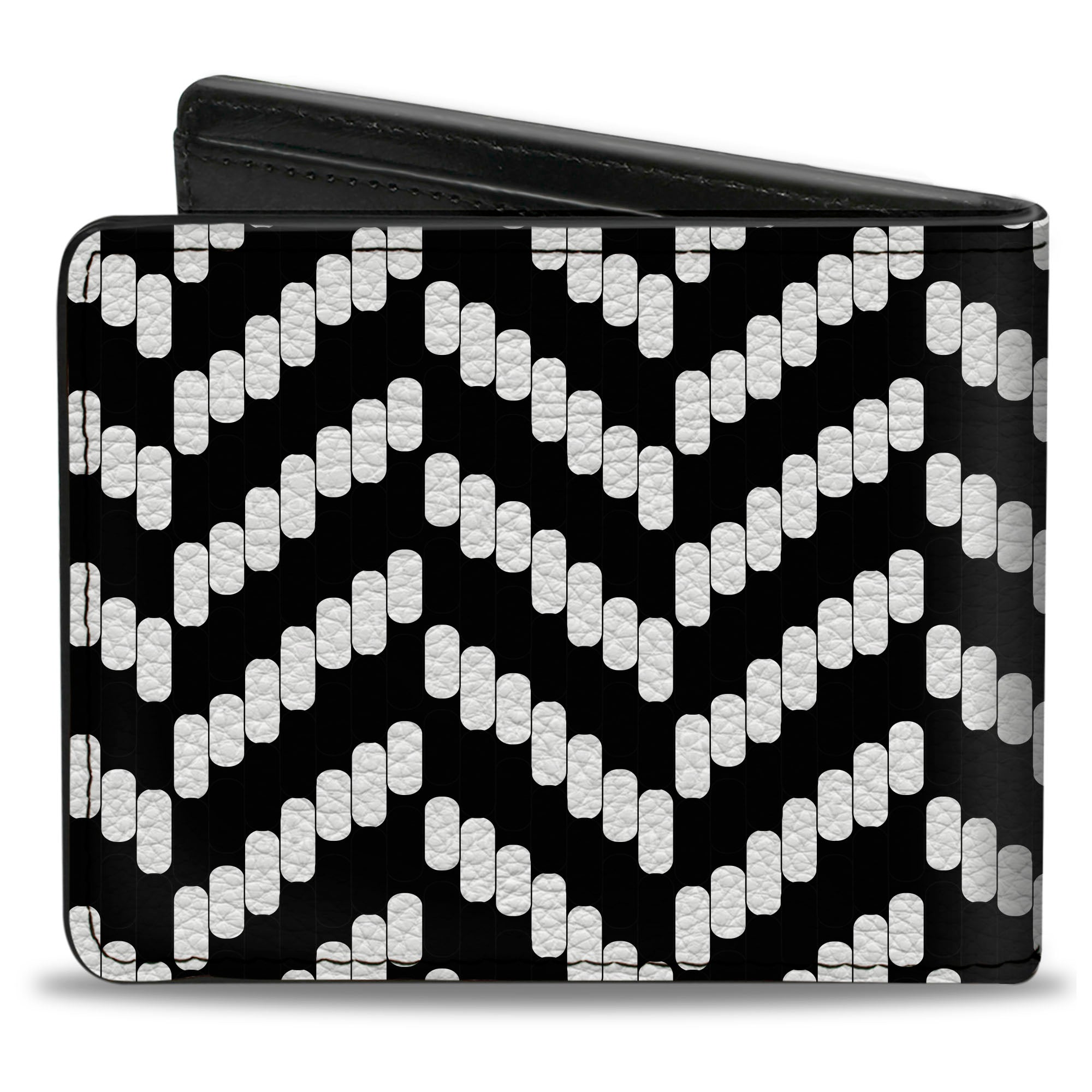 Bi-Fold Wallet - Herringbone Jagged Black White Bi-Fold Wallets Buckle-Down