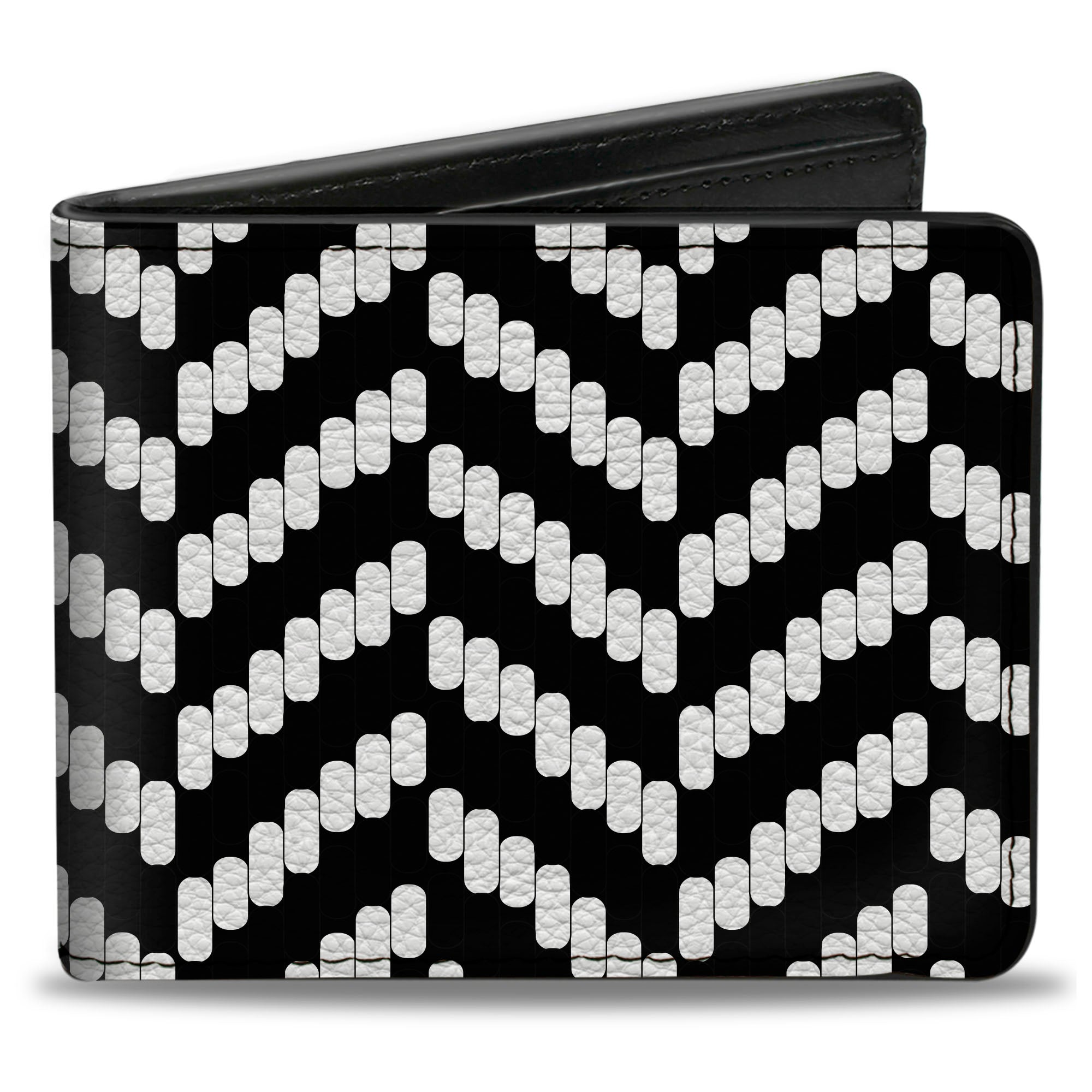 Bi-Fold Wallet - Herringbone Jagged Black White Bi-Fold Wallets Buckle-Down