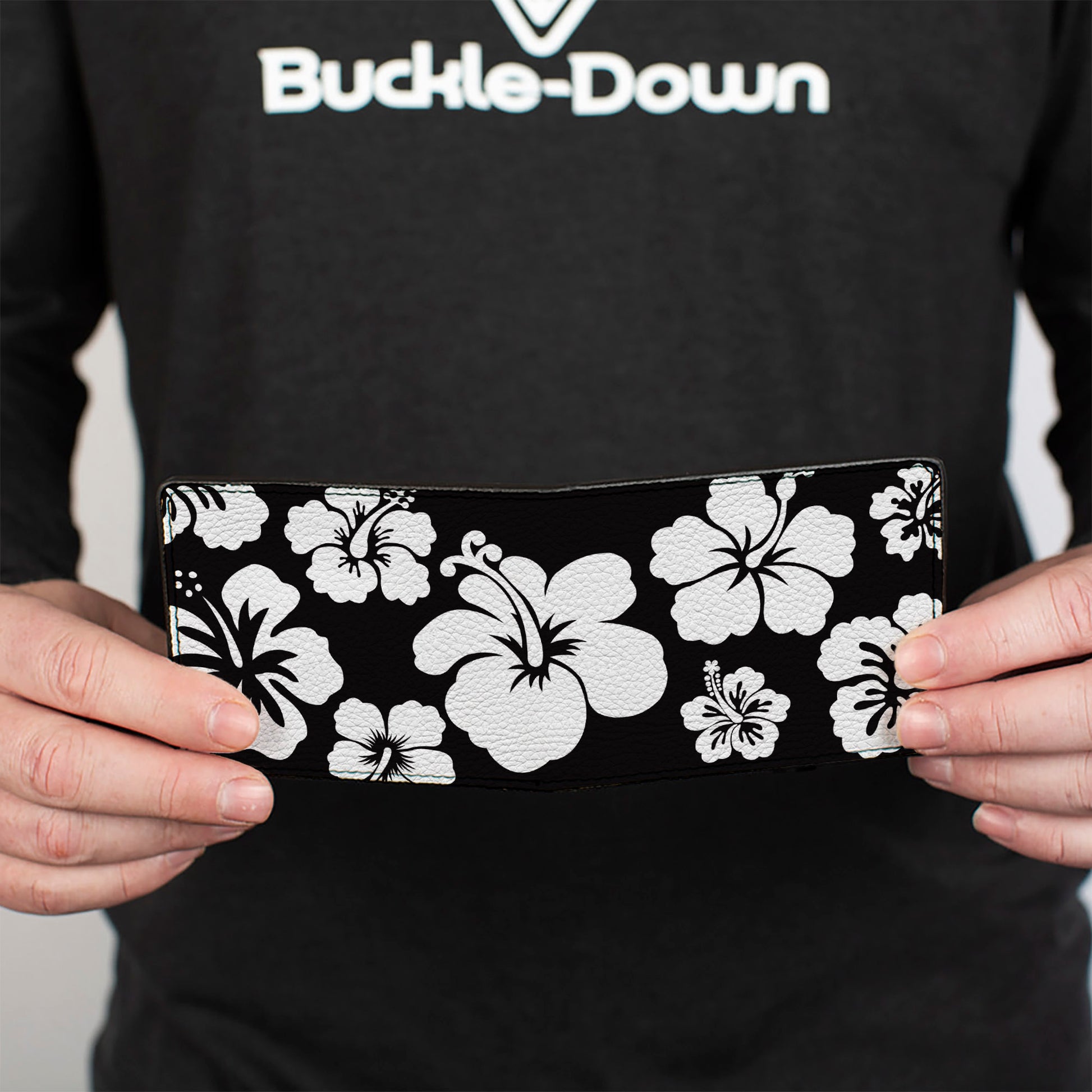 Bi-Fold Wallet - Hibiscus Black White Bi-Fold Wallets Buckle-Down