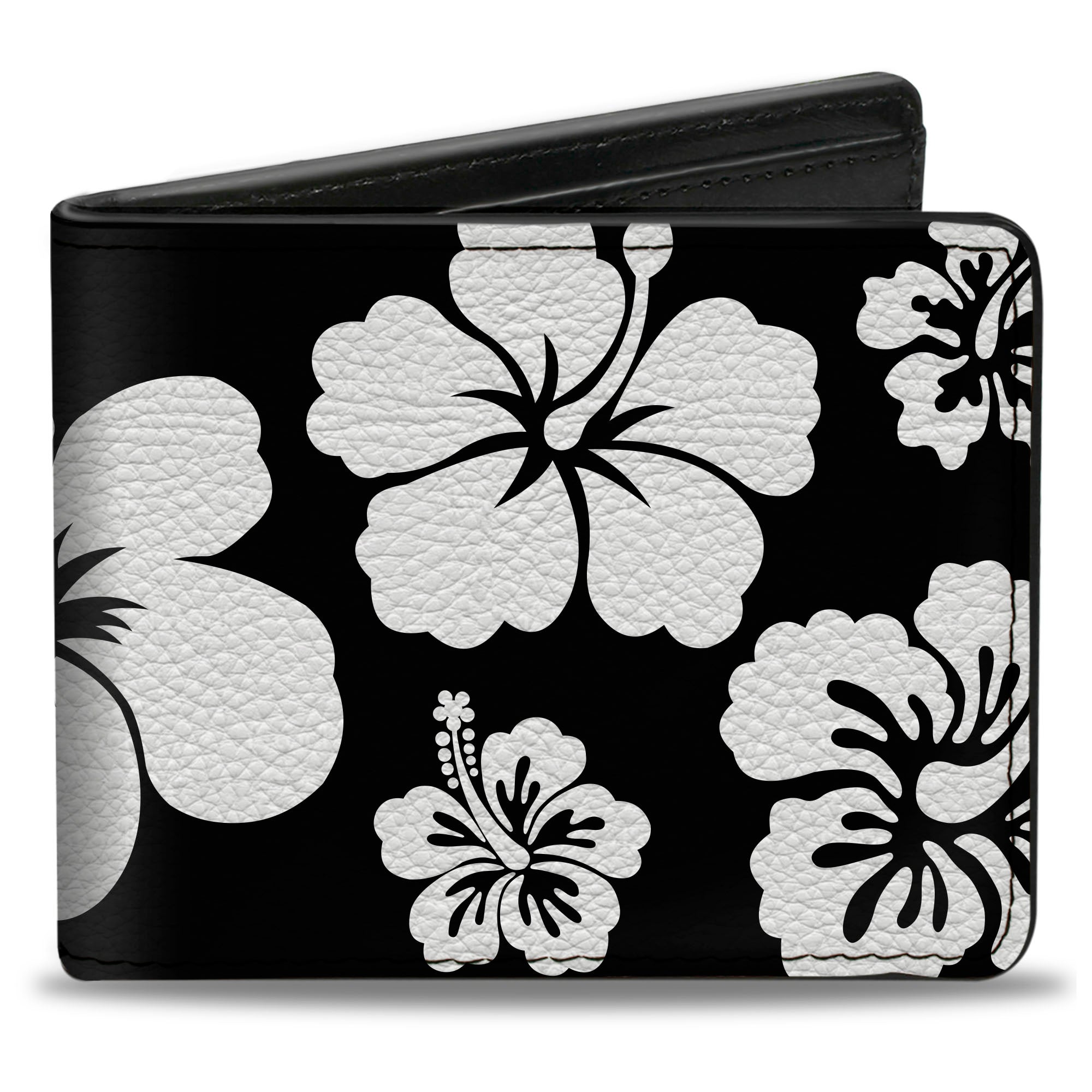 Bi-Fold Wallet - Hibiscus Black White Bi-Fold Wallets Buckle-Down