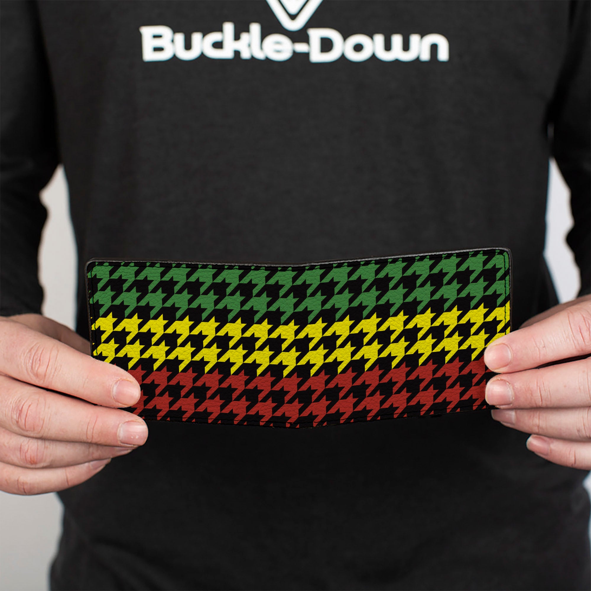 Bi-Fold Wallet - Houndstooth Black/Rasta