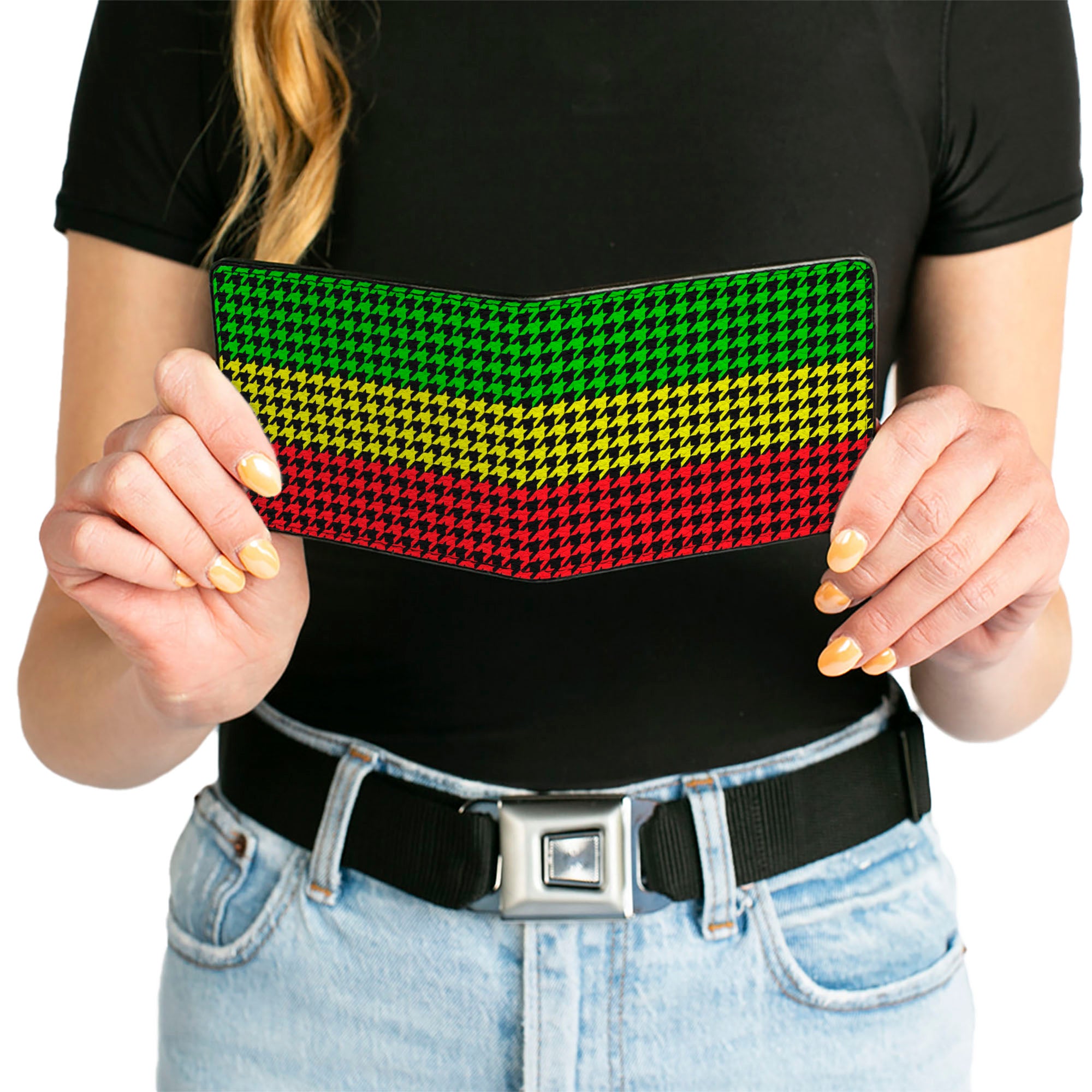Bi-Fold Wallet - Houndstooth Black/Rasta