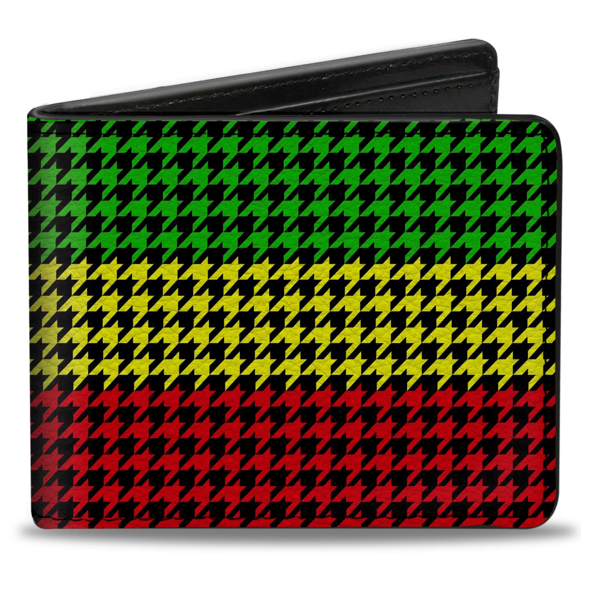 Bi-Fold Wallet - Houndstooth Black/Rasta
