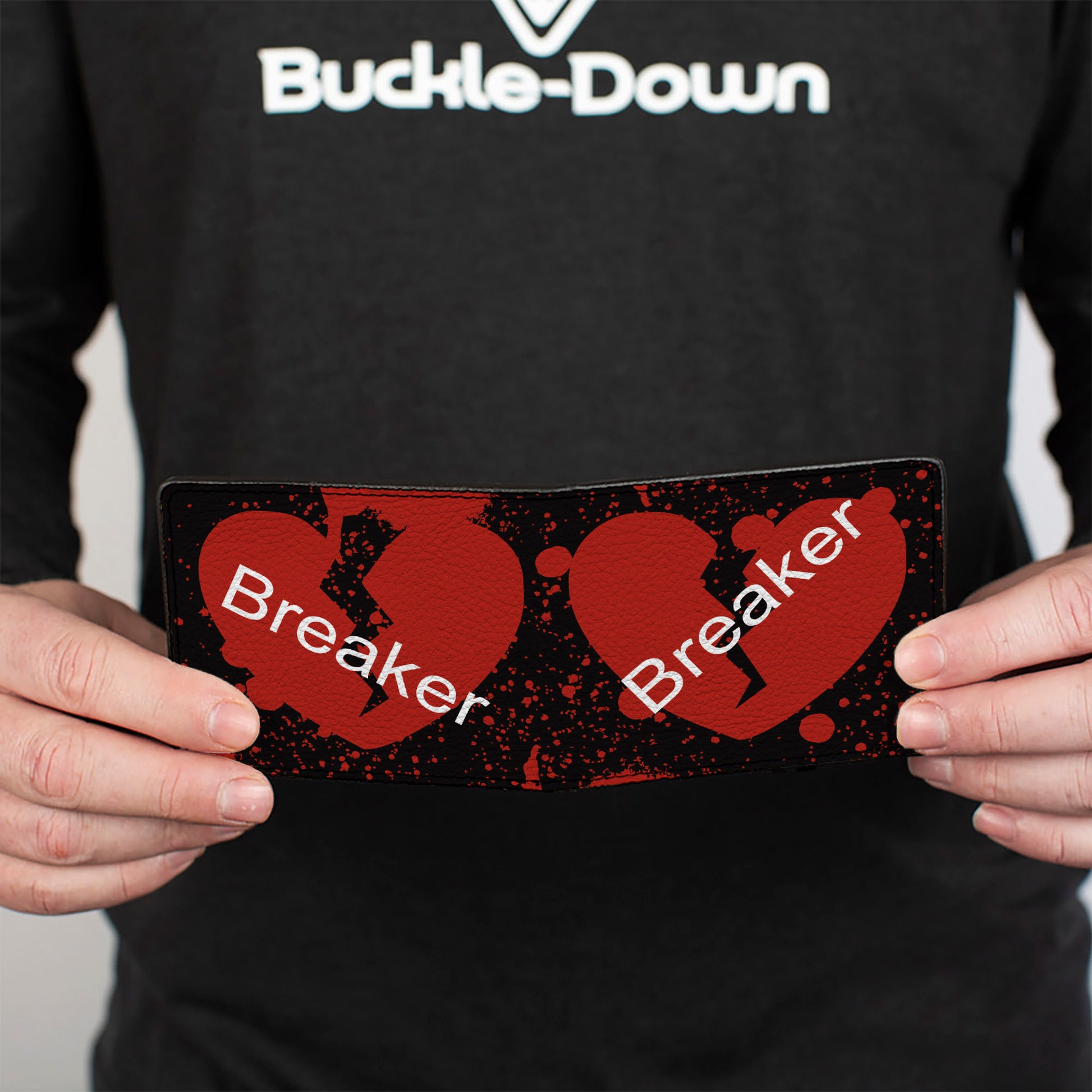 Bi-Fold Wallet - Heart Breaker Black White Red Bi-Fold Wallets Buckle-Down