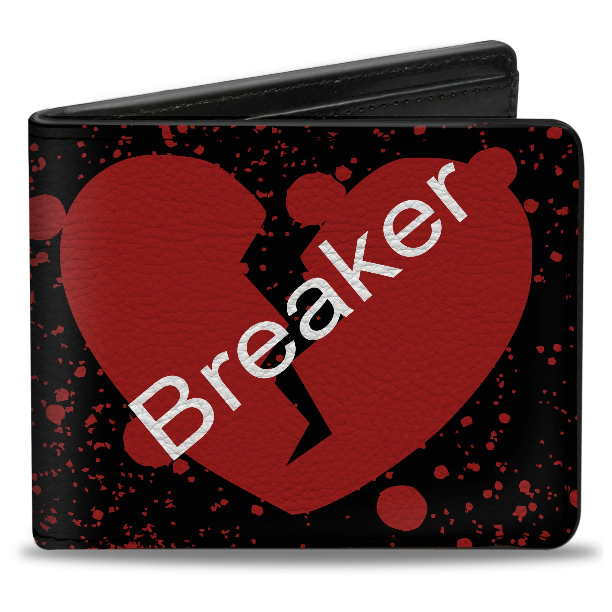 Bi-Fold Wallet - Heart Breaker Black White Red Bi-Fold Wallets Buckle-Down