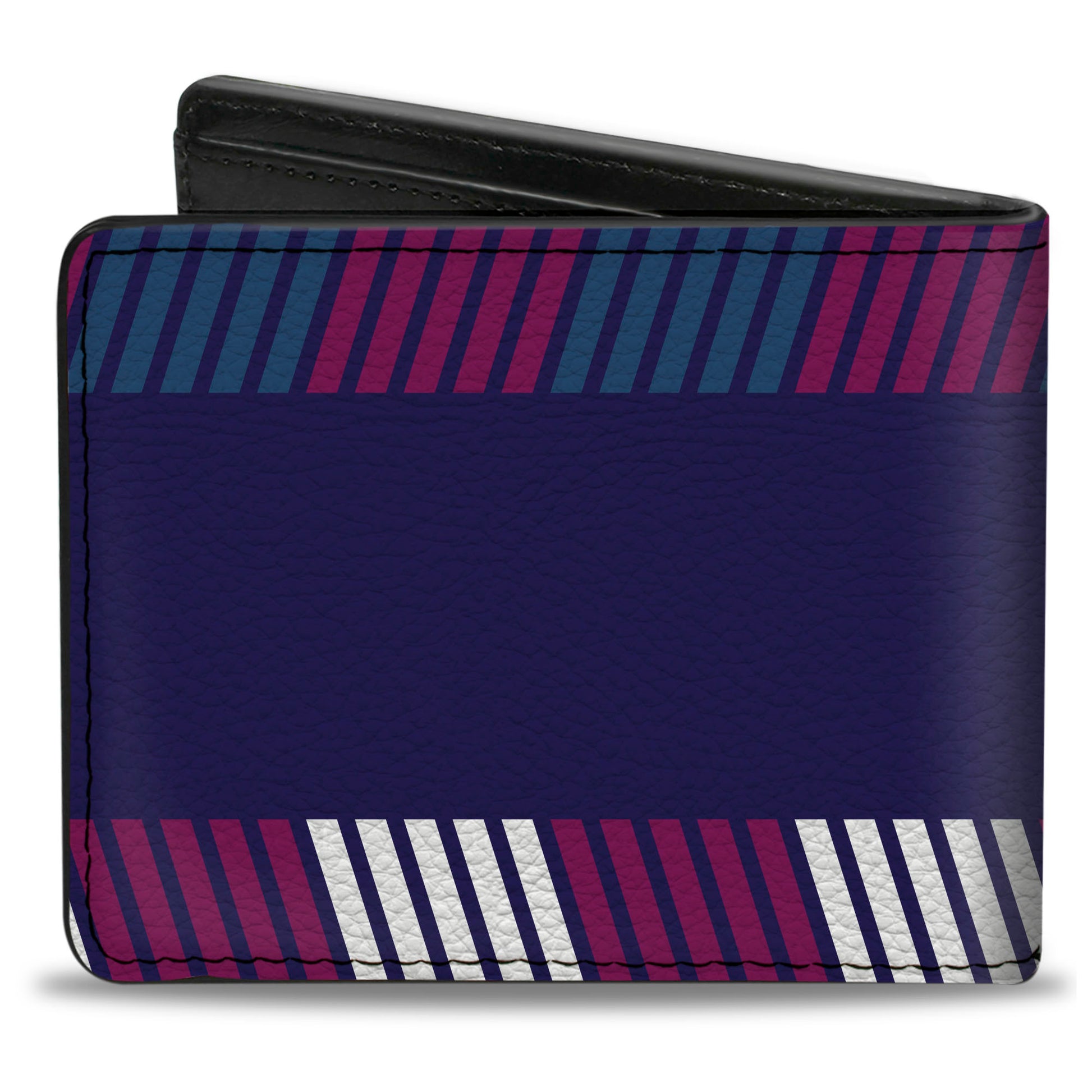 Bi-Fold Wallet - Hash Mark Stripe Navy Turquoise Fuchsia White Bi-Fold Wallets Buckle-Down