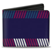 Bi-Fold Wallet - Hash Mark Stripe Navy Turquoise Fuchsia White Bi-Fold Wallets Buckle-Down