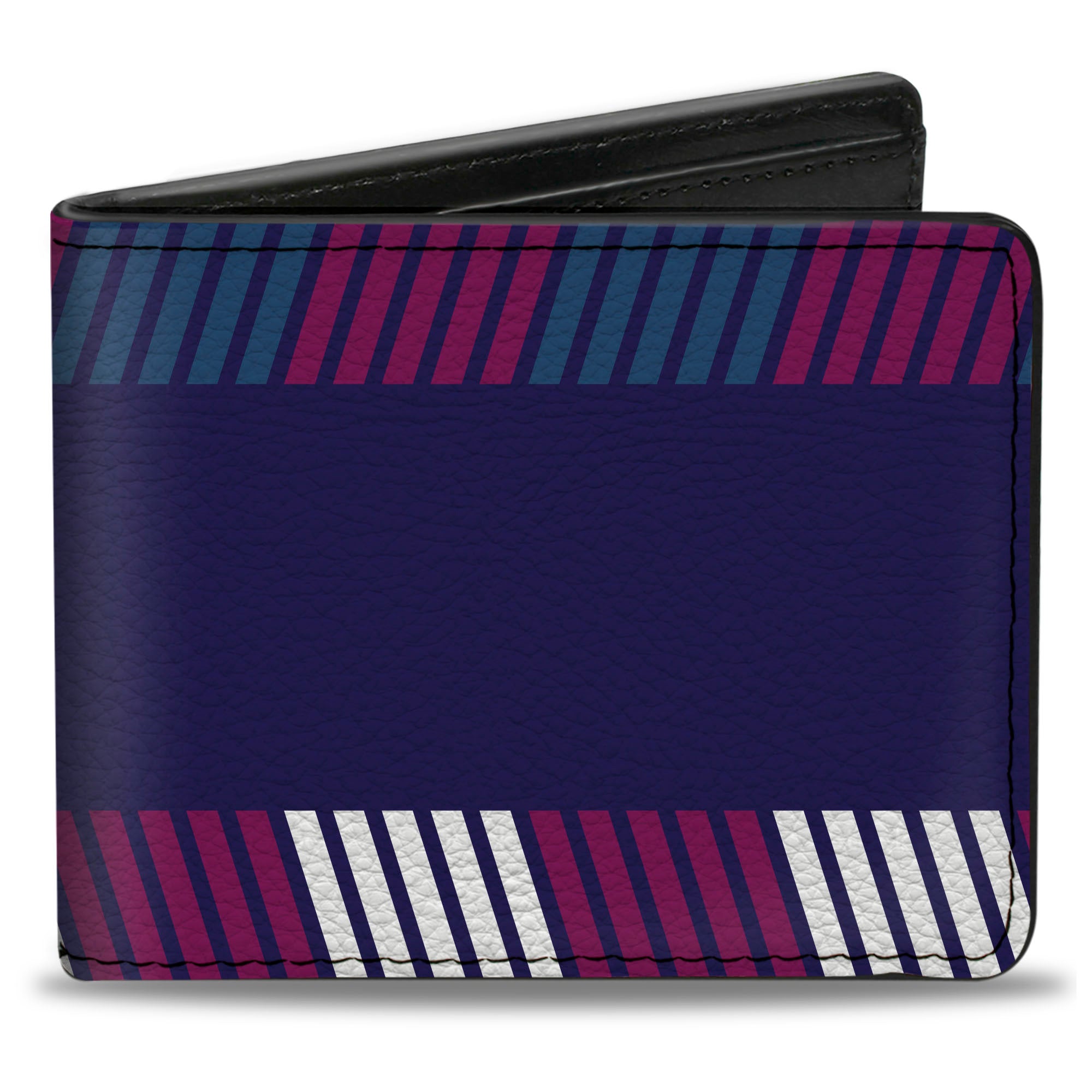 Bi-Fold Wallet - Hash Mark Stripe Navy Turquoise Fuchsia White Bi-Fold Wallets Buckle-Down