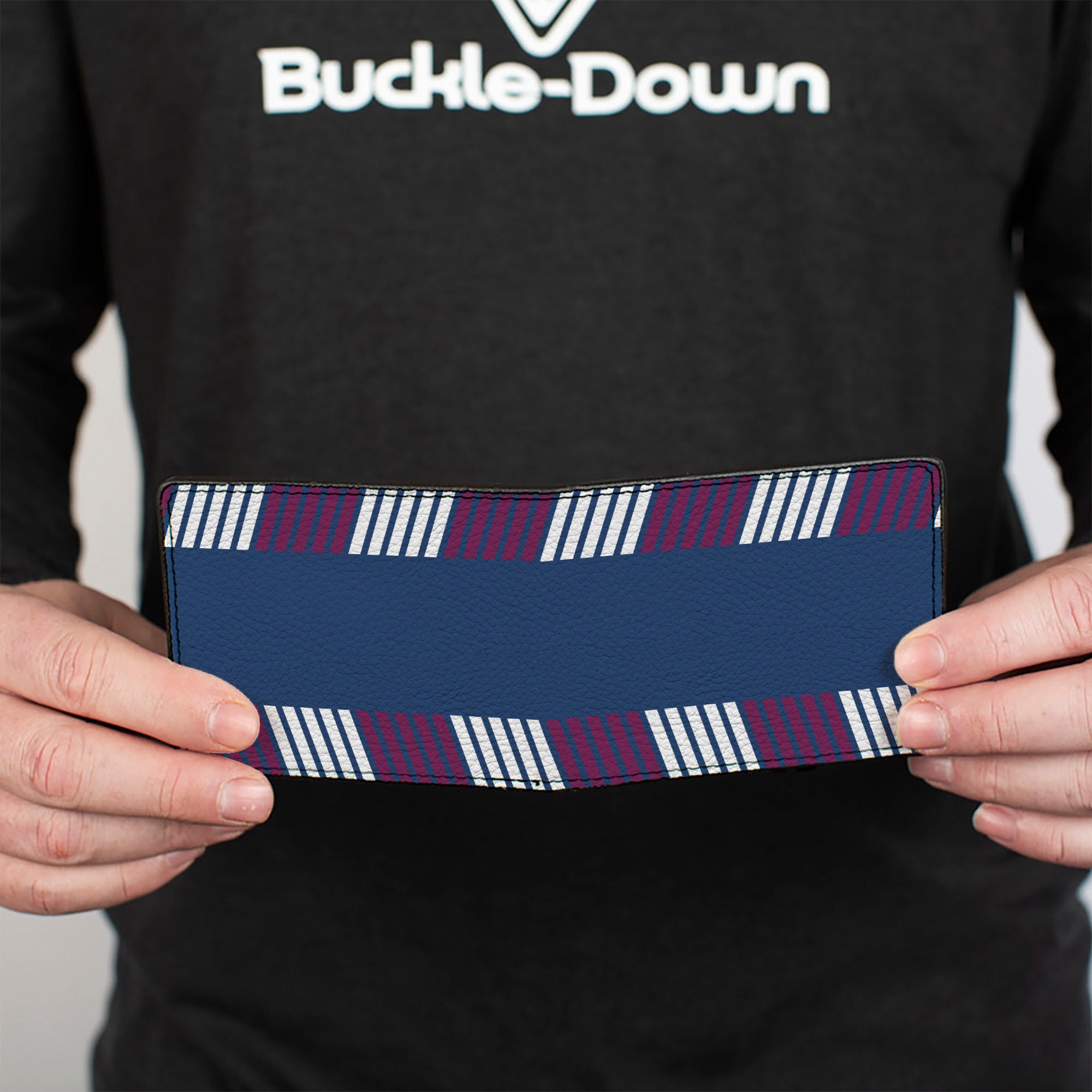 Bi-Fold Wallet - Hash Mark Stripe Turquoise Fuchsia White Bi-Fold Wallets Buckle-Down