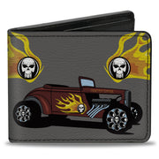Bi-Fold Wallet - Hot Rod w Flame Skull Bi-Fold Wallets Buckle-Down