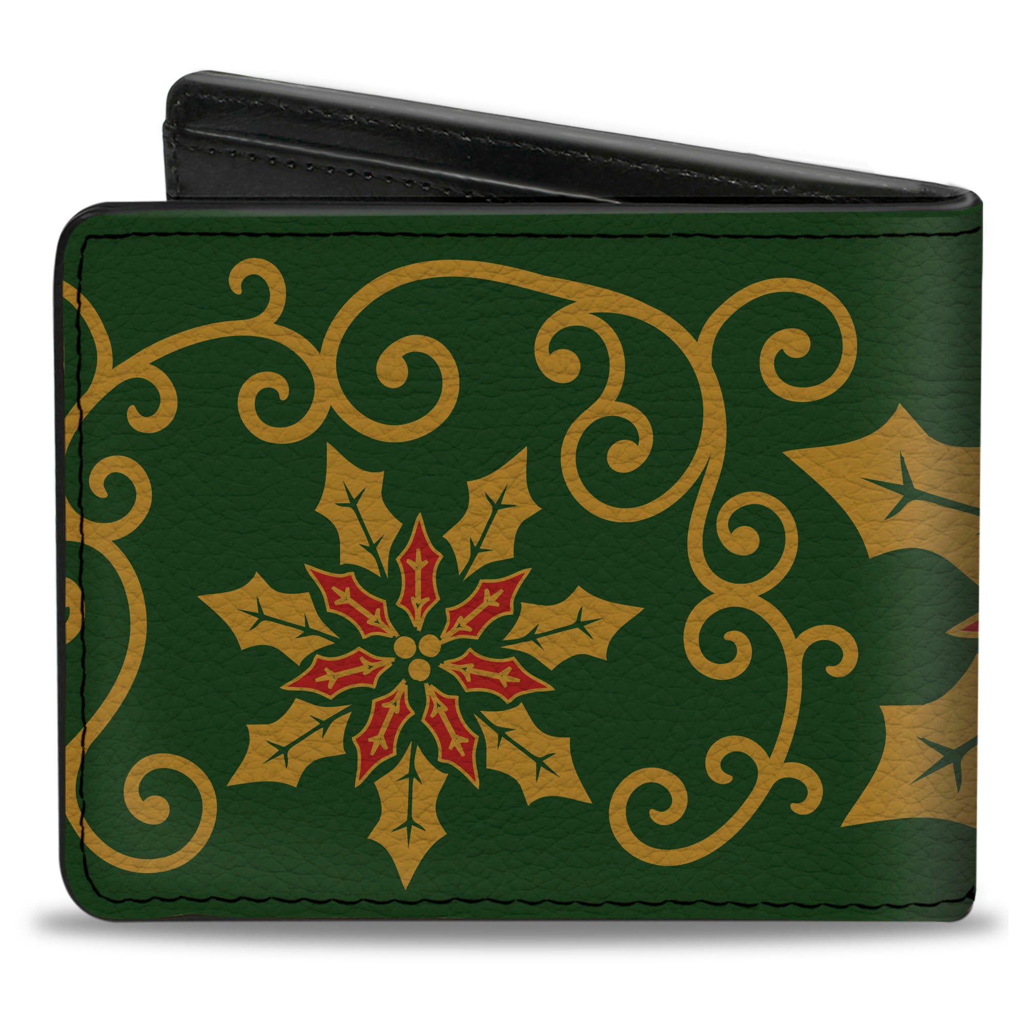 Bi-Fold Wallet - Holiday Holly Green Gold Red Bi-Fold Wallets Buckle-Down
