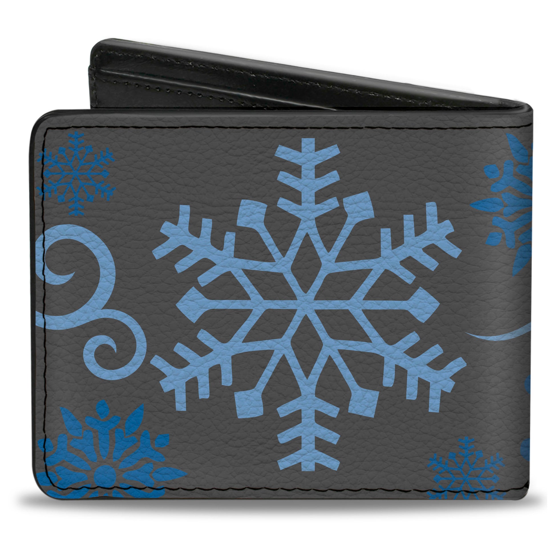 Bi-Fold Wallet - Holiday Snowflakes Gray Blue Bi-Fold Wallets Buckle-Down
