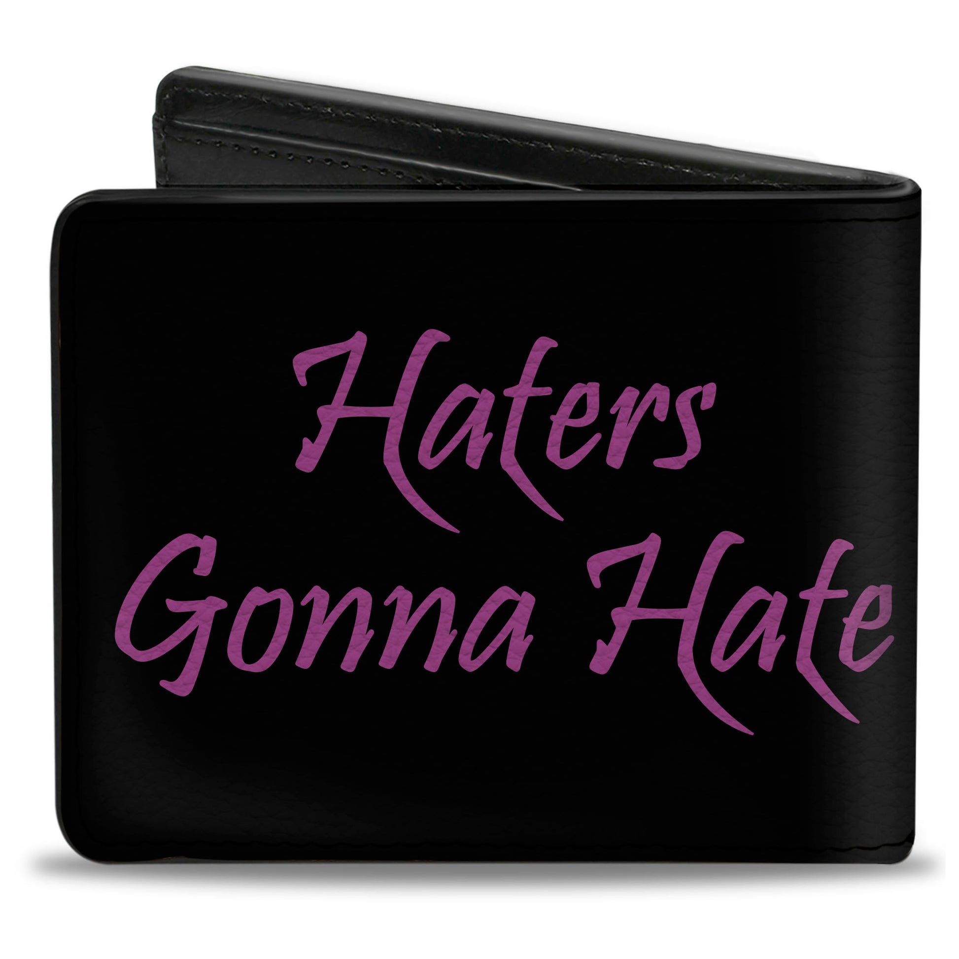 Bi-Fold Wallet - Haters Gonna Hate w Gem Black Fuchsia Bi-Fold Wallets Buckle-Down