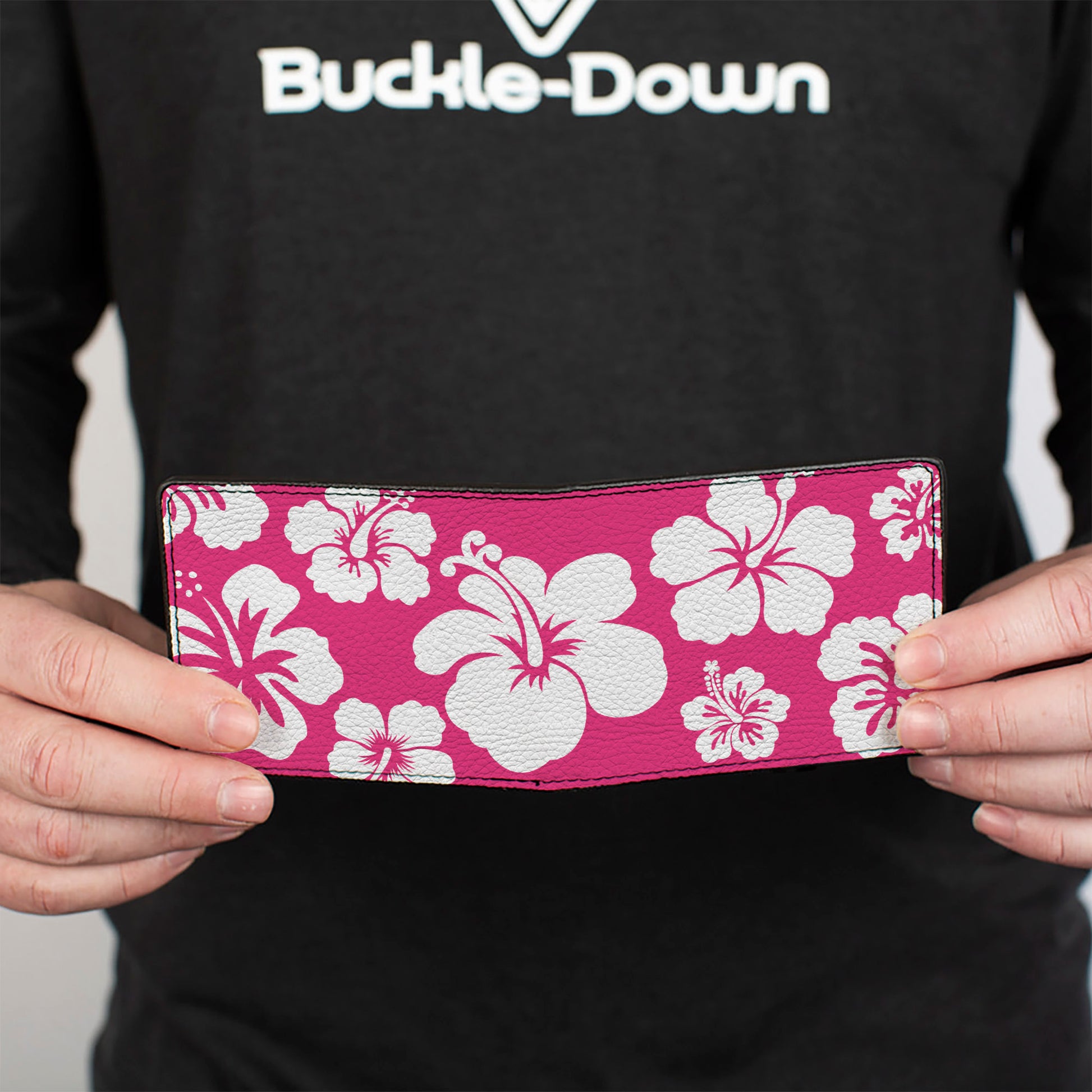 Bi-Fold Wallet - Hibiscus Neon Pink White Bi-Fold Wallets Buckle-Down