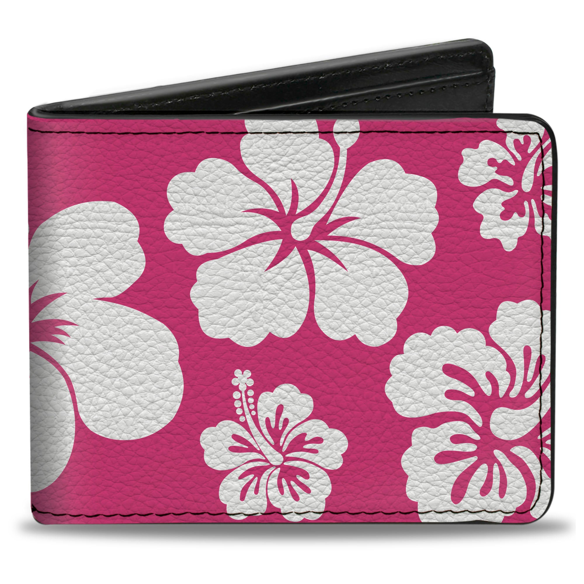 Bi-Fold Wallet - Hibiscus Neon Pink White Bi-Fold Wallets Buckle-Down