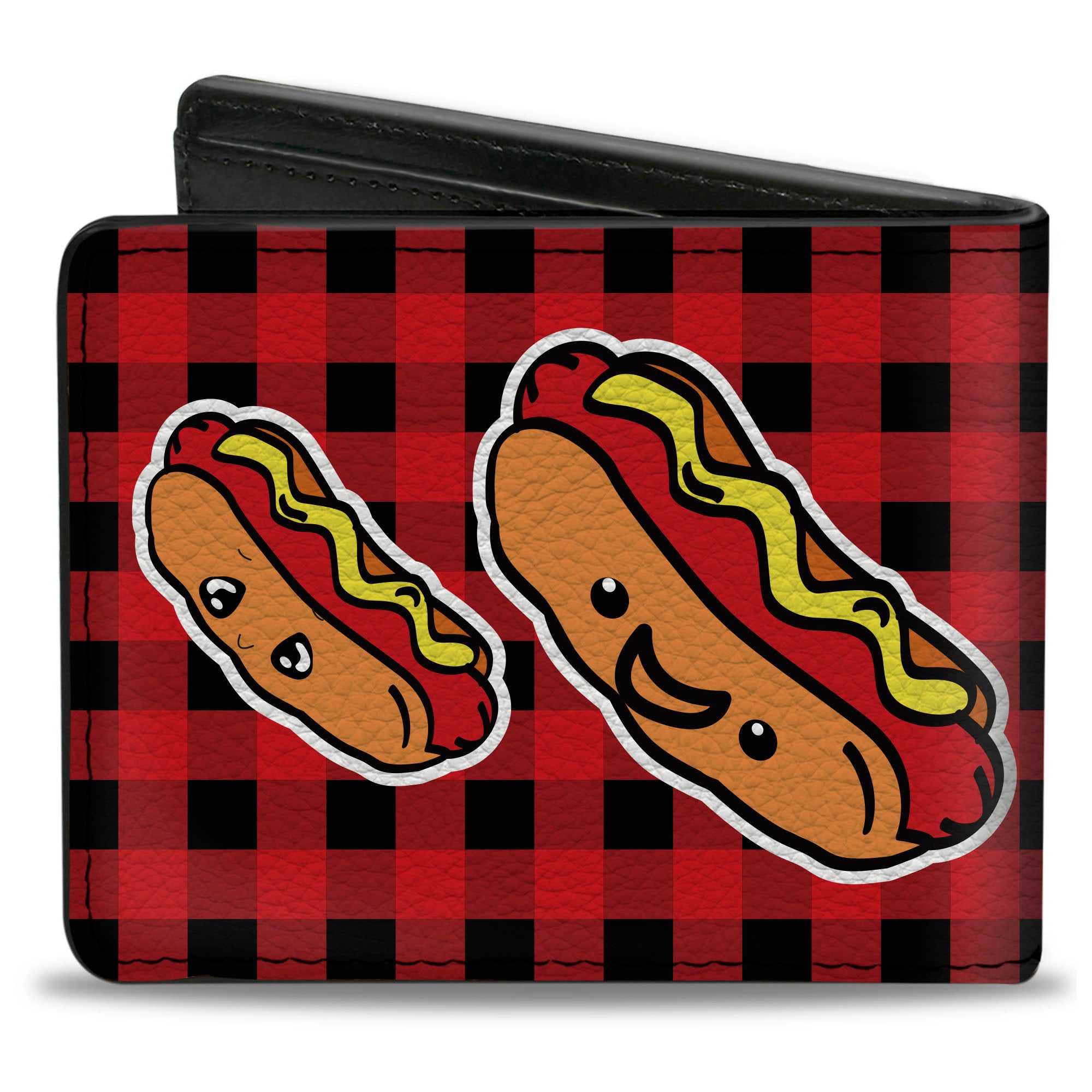 Bi-Fold Wallet - Hot Dogs Buffalo Plaid Black Red Bi-Fold Wallets Buckle-Down