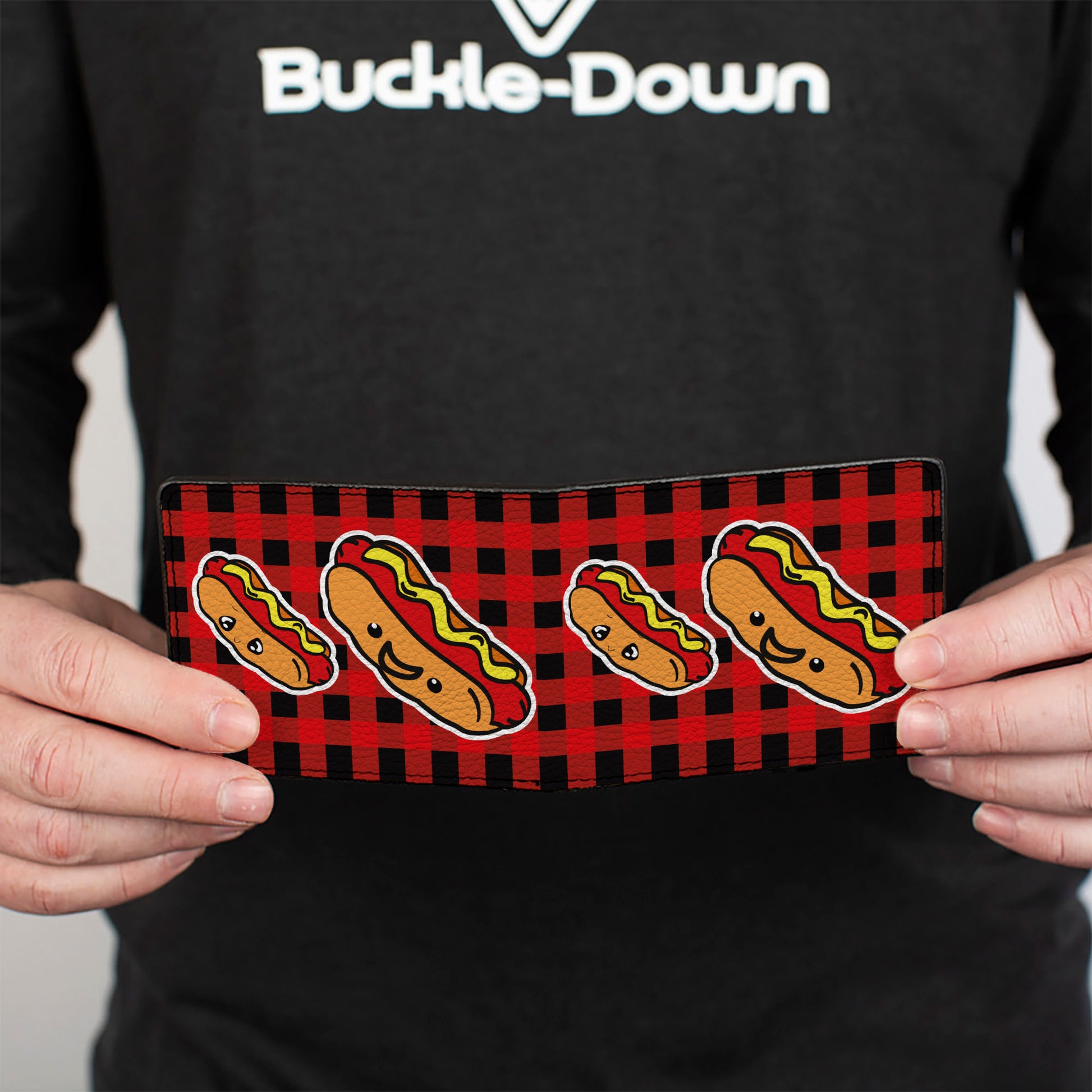 Bi-Fold Wallet - Hot Dogs Buffalo Plaid Black Red Bi-Fold Wallets Buckle-Down