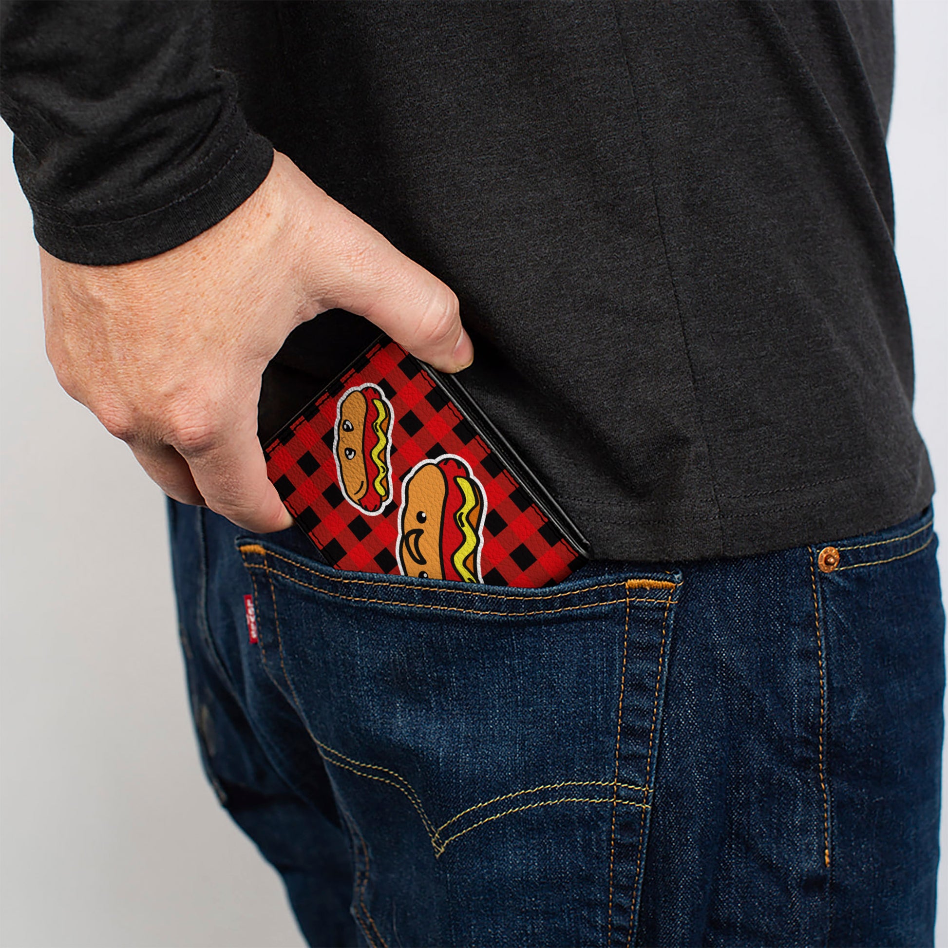 Bi-Fold Wallet - Hot Dogs Buffalo Plaid Black Red Bi-Fold Wallets Buckle-Down