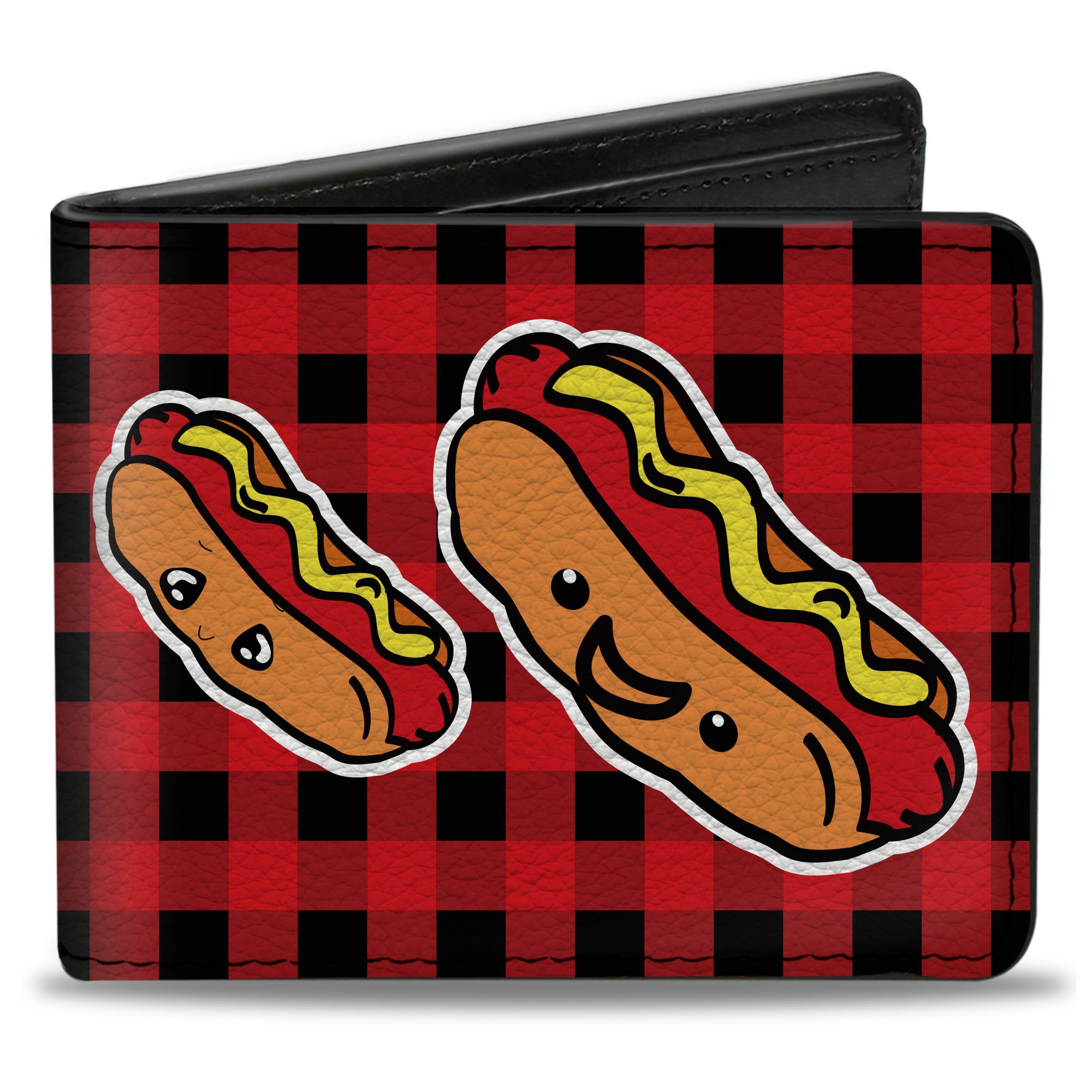 Bi-Fold Wallet - Hot Dogs Buffalo Plaid Black Red Bi-Fold Wallets Buckle-Down