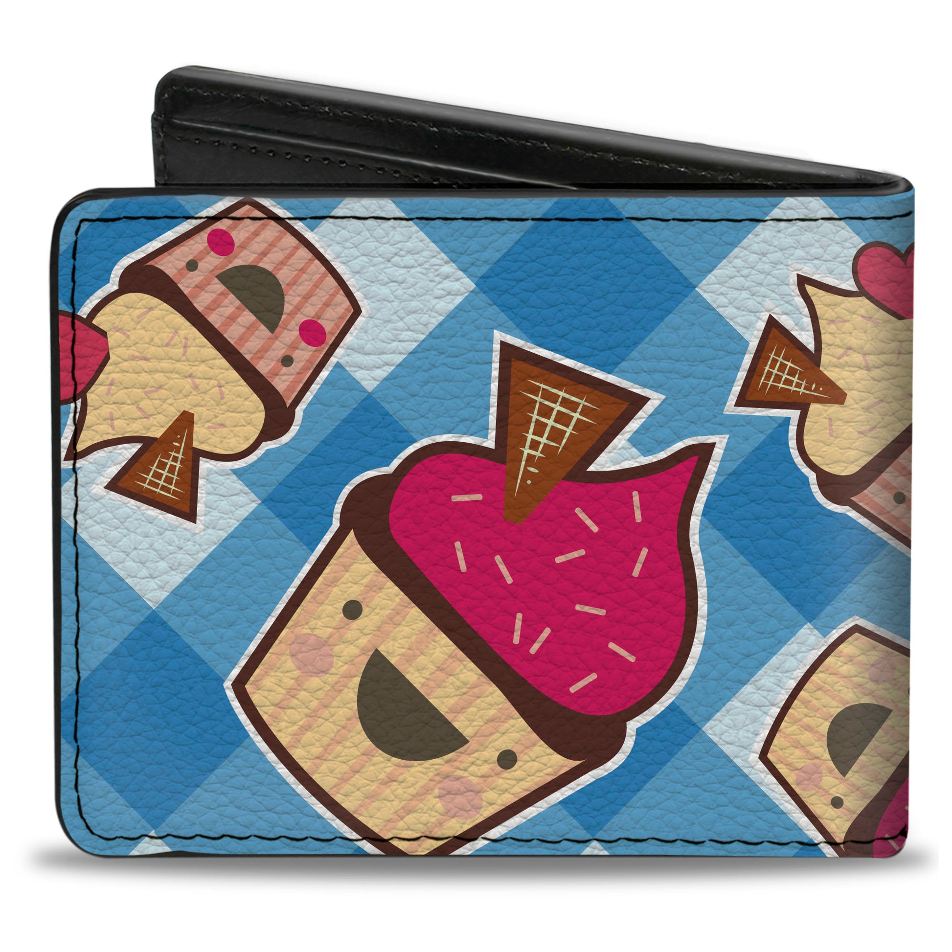 Bi-Fold Wallet - Happy Cupcakes Buffalo Plaid White Blue Bi-Fold Wallets Buckle-Down