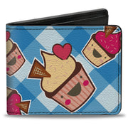 Bi-Fold Wallet - Happy Cupcakes Buffalo Plaid White Blue Bi-Fold Wallets Buckle-Down