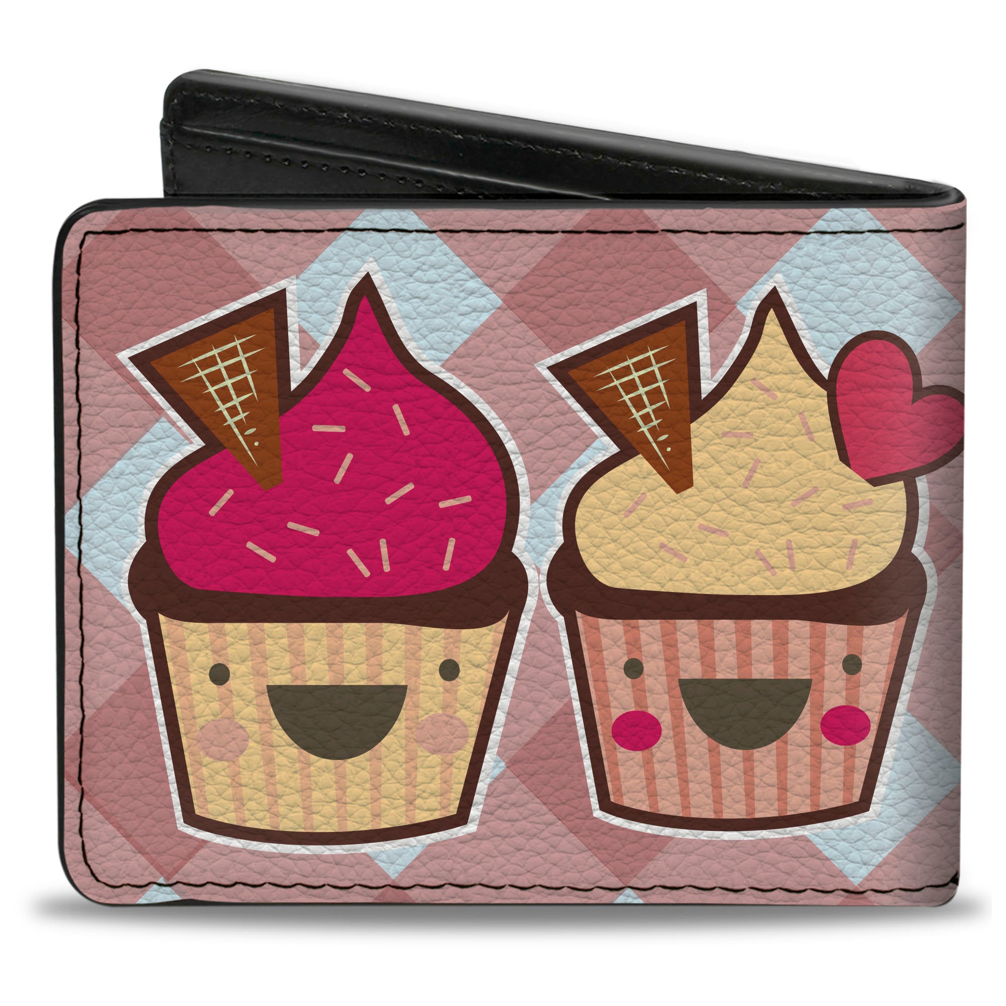 Bi-Fold Wallet - Happy Cupcakes Buffalo Plaid White Pink Bi-Fold Wallets Buckle-Down