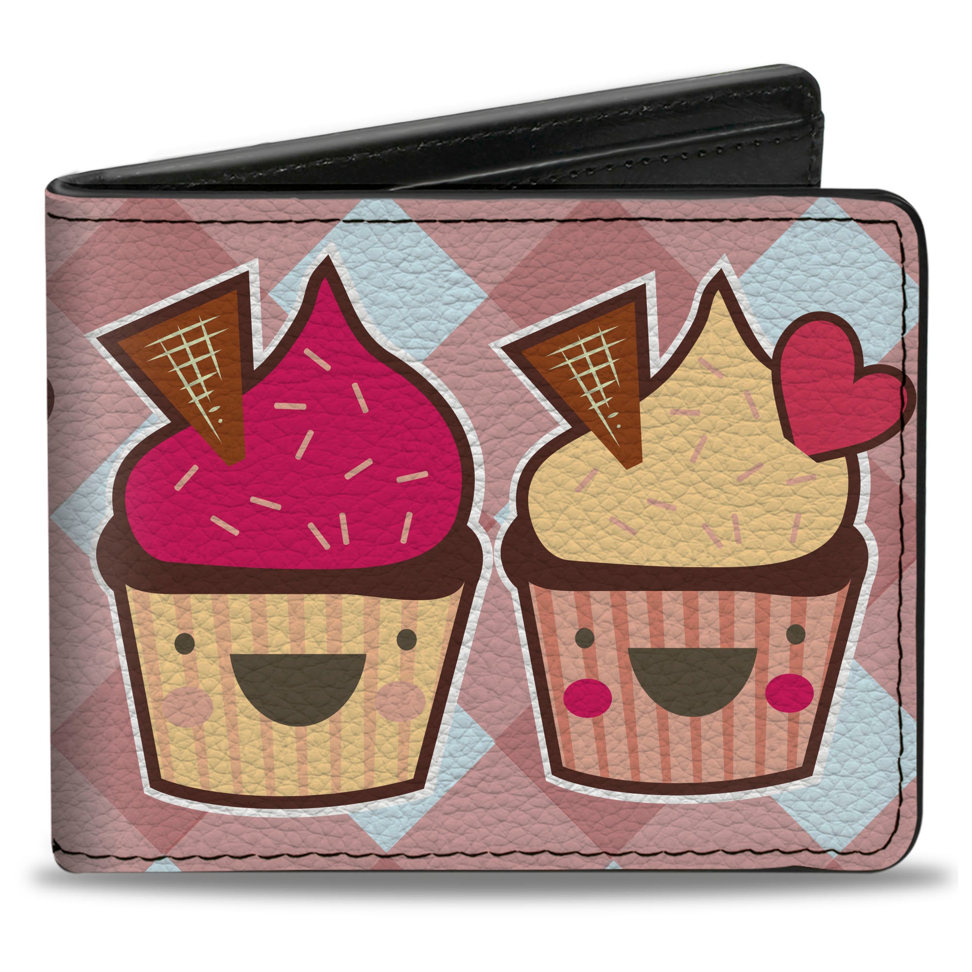 Bi-Fold Wallet - Happy Cupcakes Buffalo Plaid White Pink Bi-Fold Wallets Buckle-Down