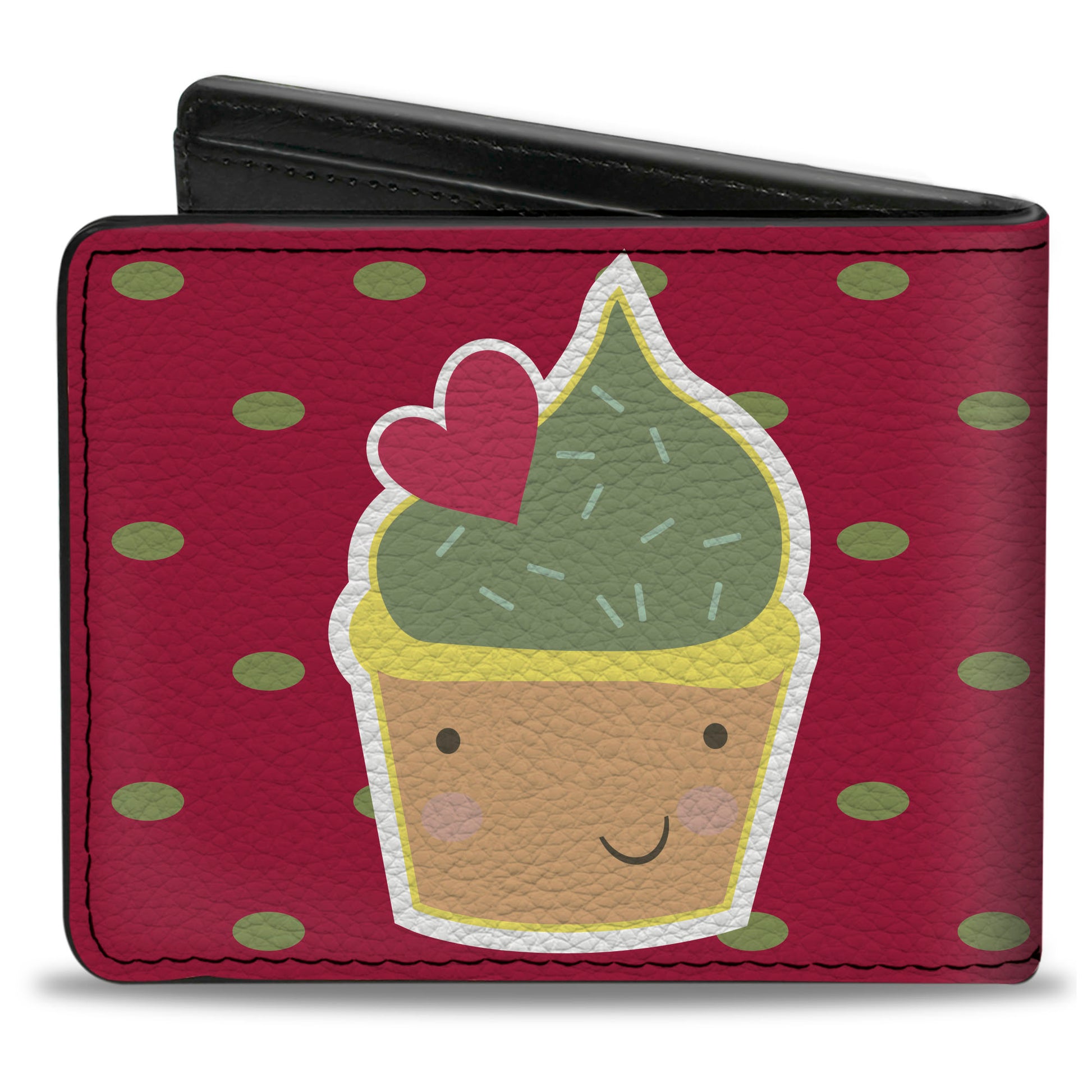 Bi-Fold Wallet - Happy Cupcakes Dots Pink Green Bi-Fold Wallets Buckle-Down