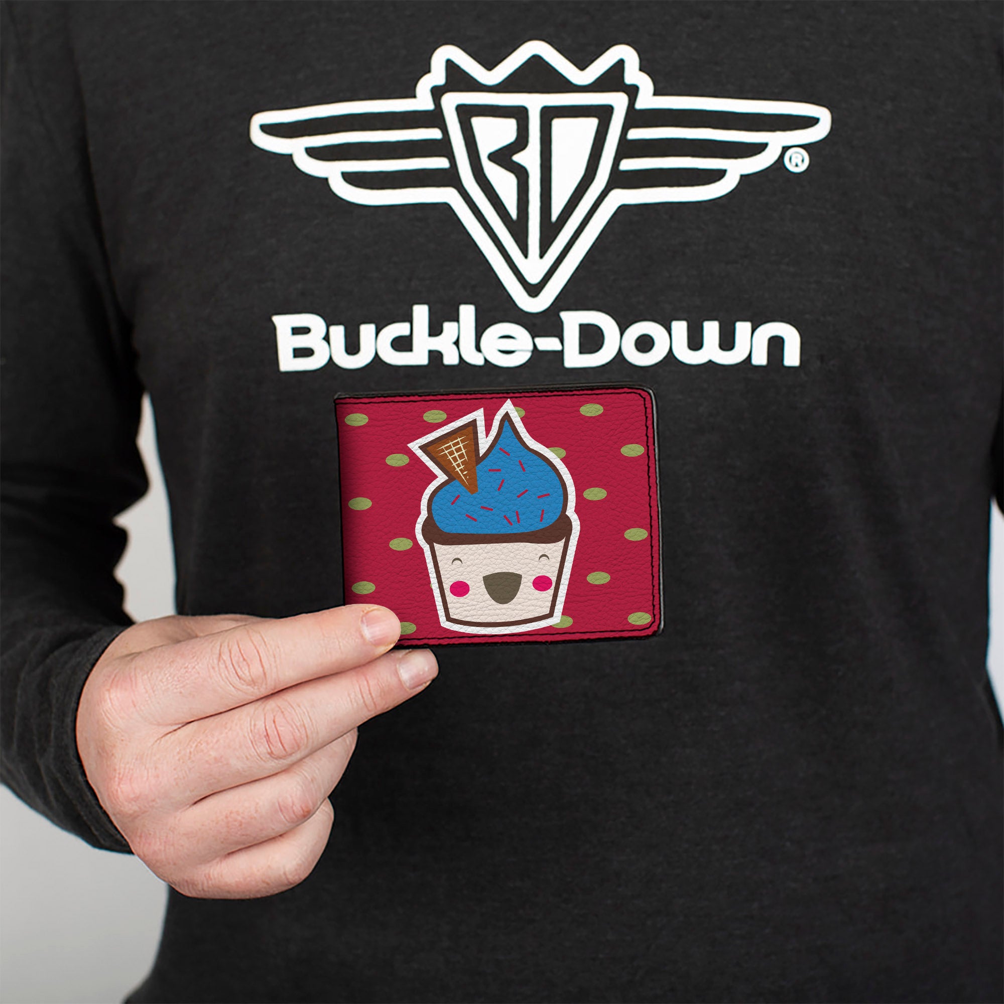 Bi-Fold Wallet - Happy Cupcakes Dots Pink Green Bi-Fold Wallets Buckle-Down