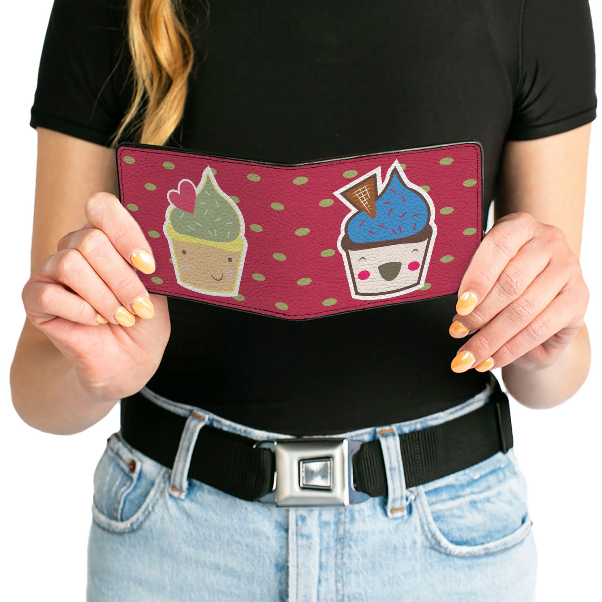 Bi-Fold Wallet - Happy Cupcakes Dots Pink Green Bi-Fold Wallets Buckle-Down