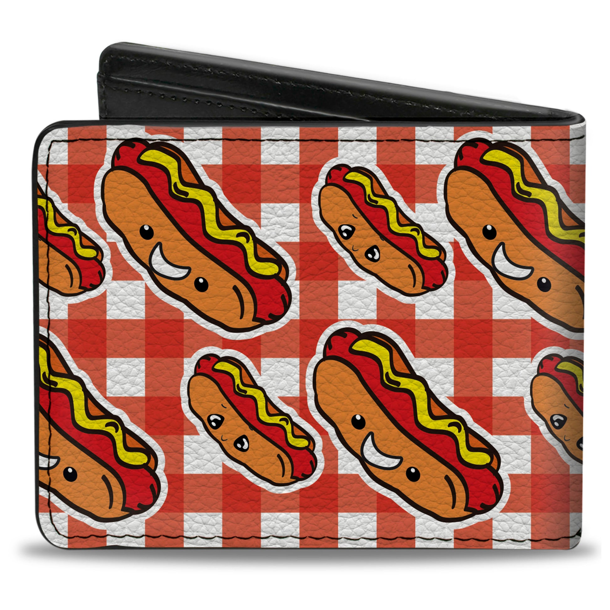 Bi-Fold Wallet - Hot Dogs Buffalo Plaid White Red Bi-Fold Wallets Buckle-Down