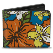 Bi-Fold Wallet - Hibiscus Collage Blue Orange Yellow Bi-Fold Wallets Buckle-Down