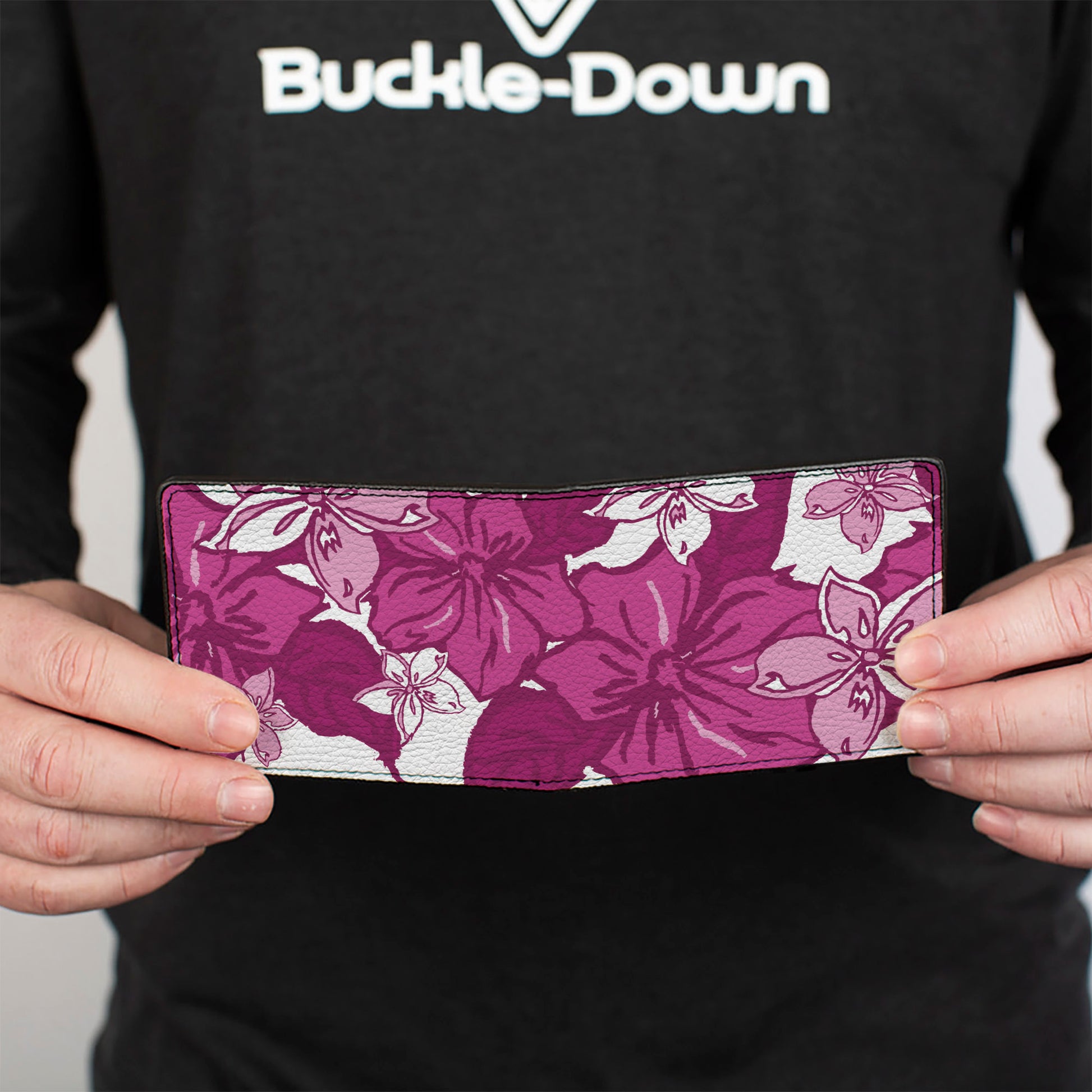 Bi-Fold Wallet - Hibiscus Collage White Pinks Bi-Fold Wallets Buckle-Down