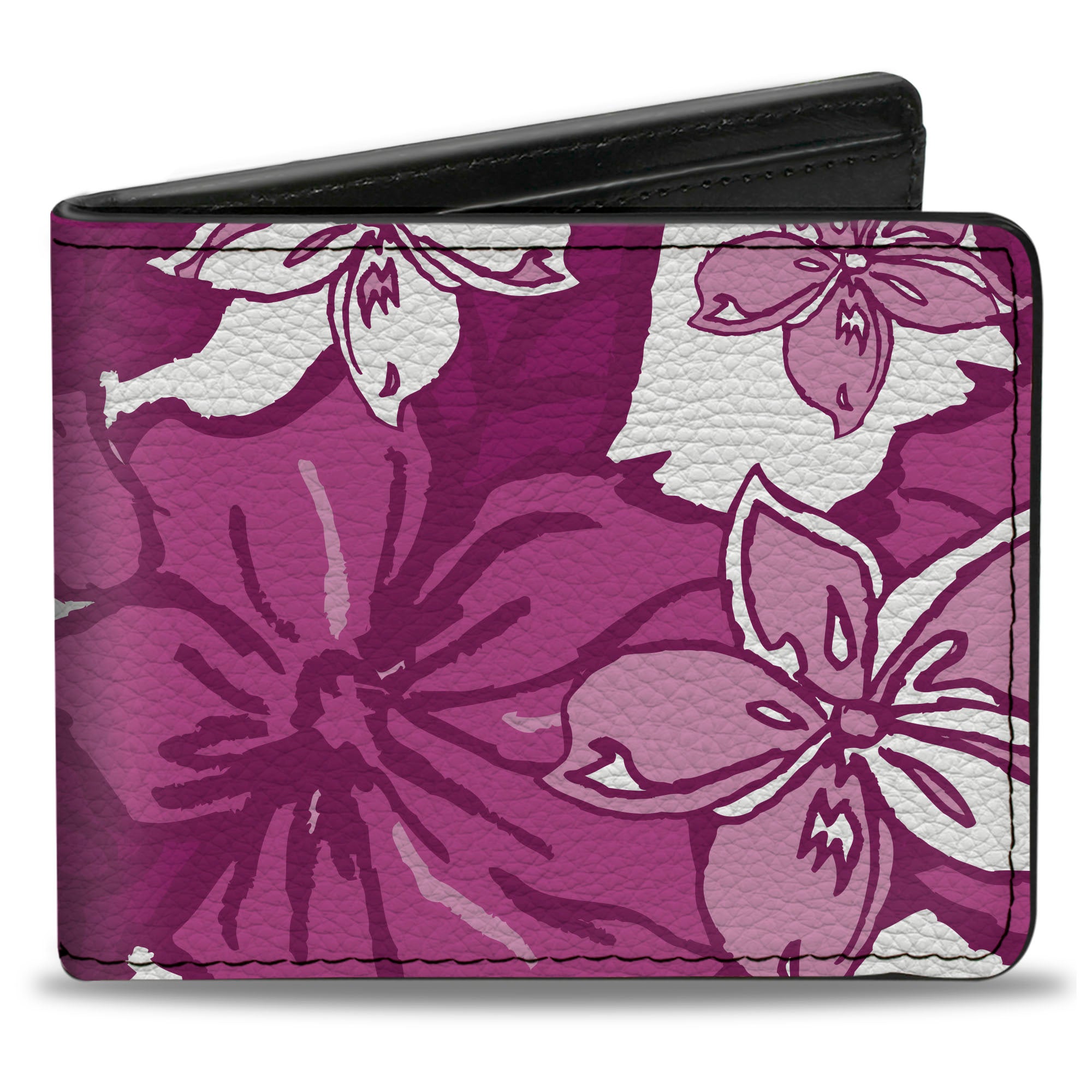 Bi-Fold Wallet - Hibiscus Collage White Pinks Bi-Fold Wallets Buckle-Down