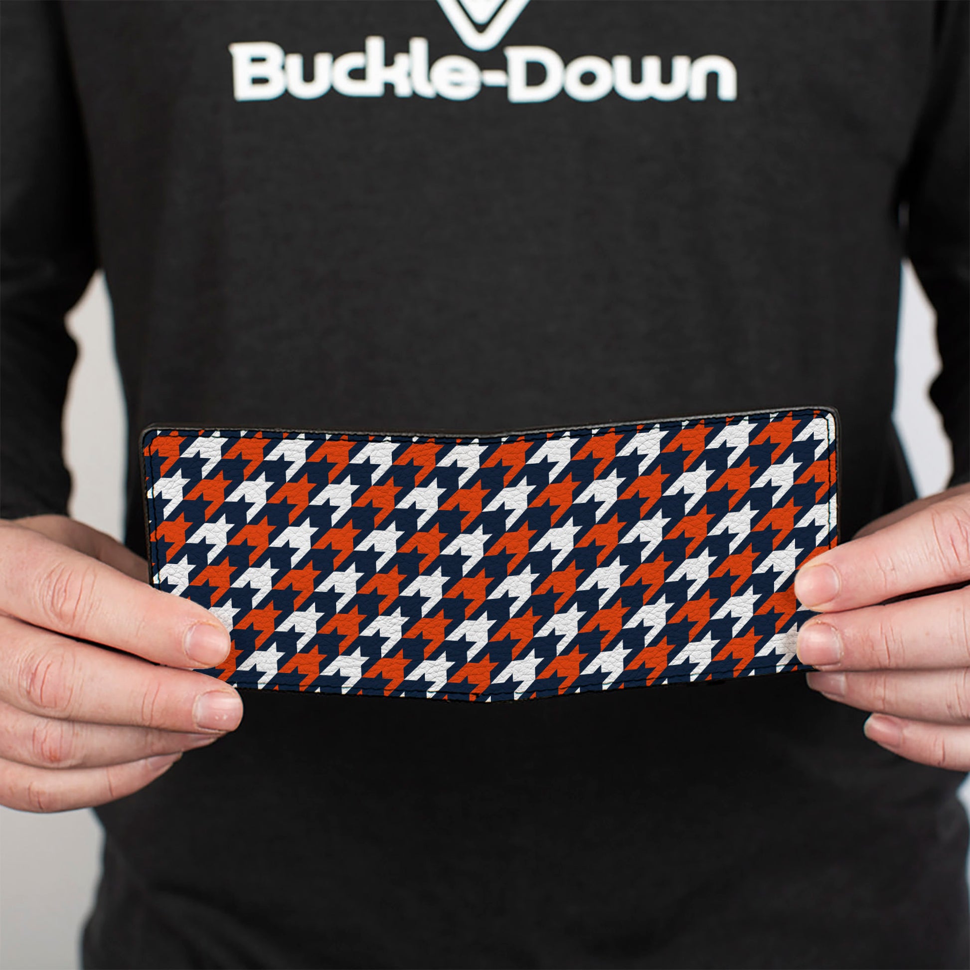 Bi-Fold Wallet - Houndstooth Navy Orange White Bi-Fold Wallets Buckle-Down
