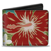 Bi-Fold Wallet - Hibiscus & Plumerias Turquoise Green Red White Bi-Fold Wallets Buckle-Down