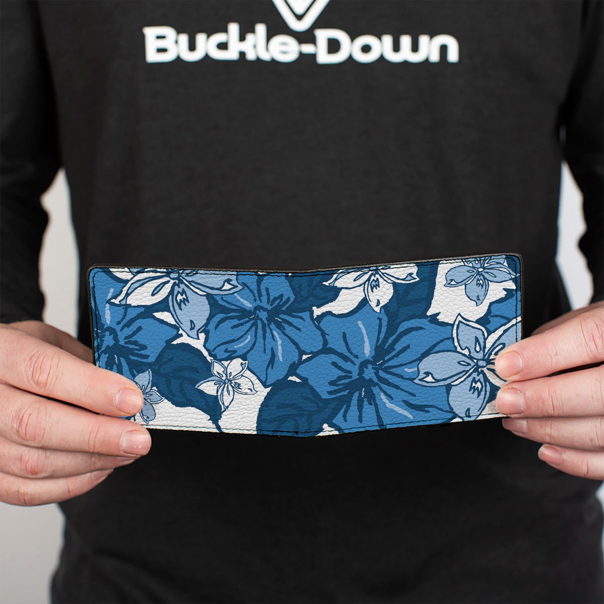 Bi-Fold Wallet - Hibiscus Collage White Blues Bi-Fold Wallets Buckle-Down