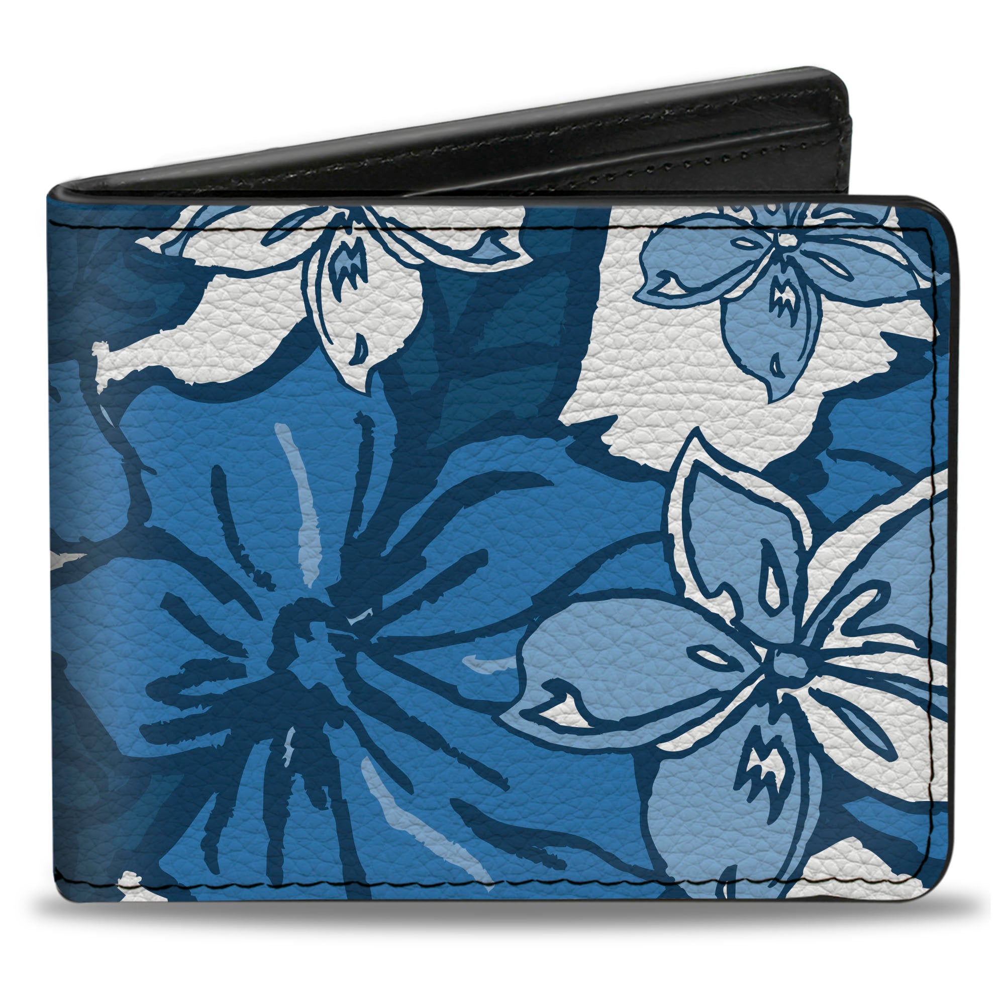 Bi-Fold Wallet - Hibiscus Collage White Blues Bi-Fold Wallets Buckle-Down