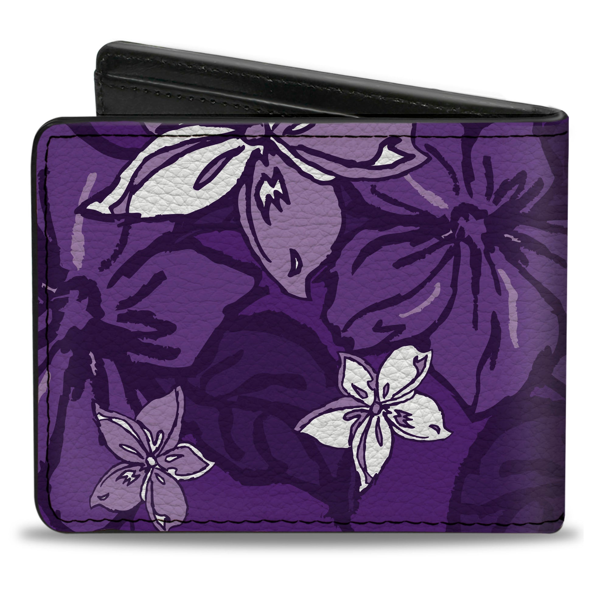 Bi-Fold Wallet - Hibiscus Collage Purple Shades Bi-Fold Wallets Buckle-Down
