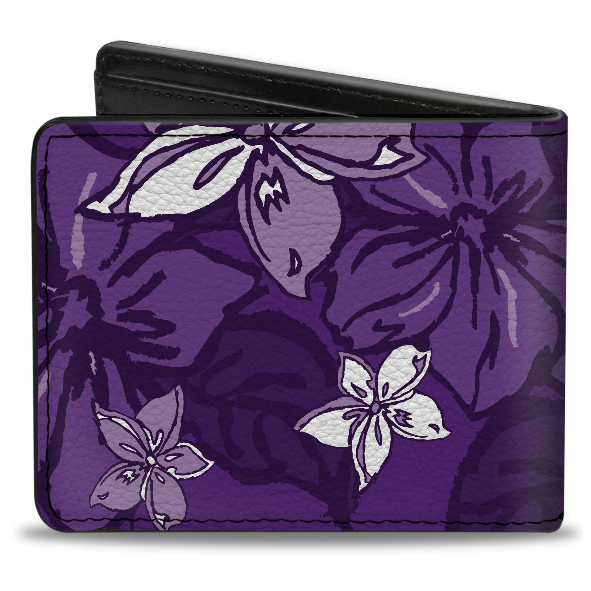 Bi-Fold Wallet - Hibiscus Collage Purple Shades Bi-Fold Wallets Buckle-Down