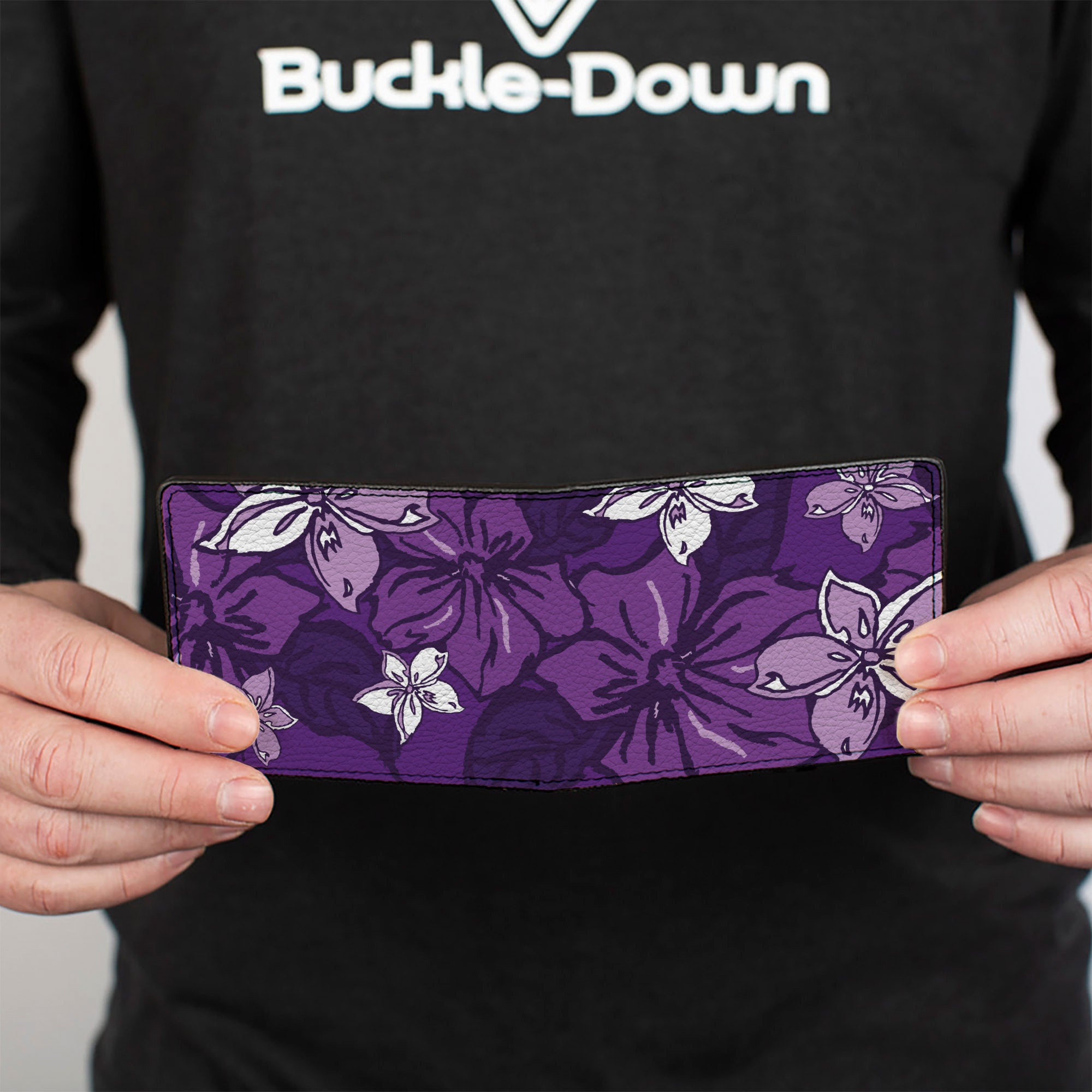 Bi-Fold Wallet - Hibiscus Collage Purple Shades Bi-Fold Wallets Buckle-Down