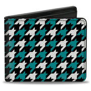 Bi-Fold Wallet - Houndstooth Black White Turquoise Bi-Fold Wallets Buckle-Down