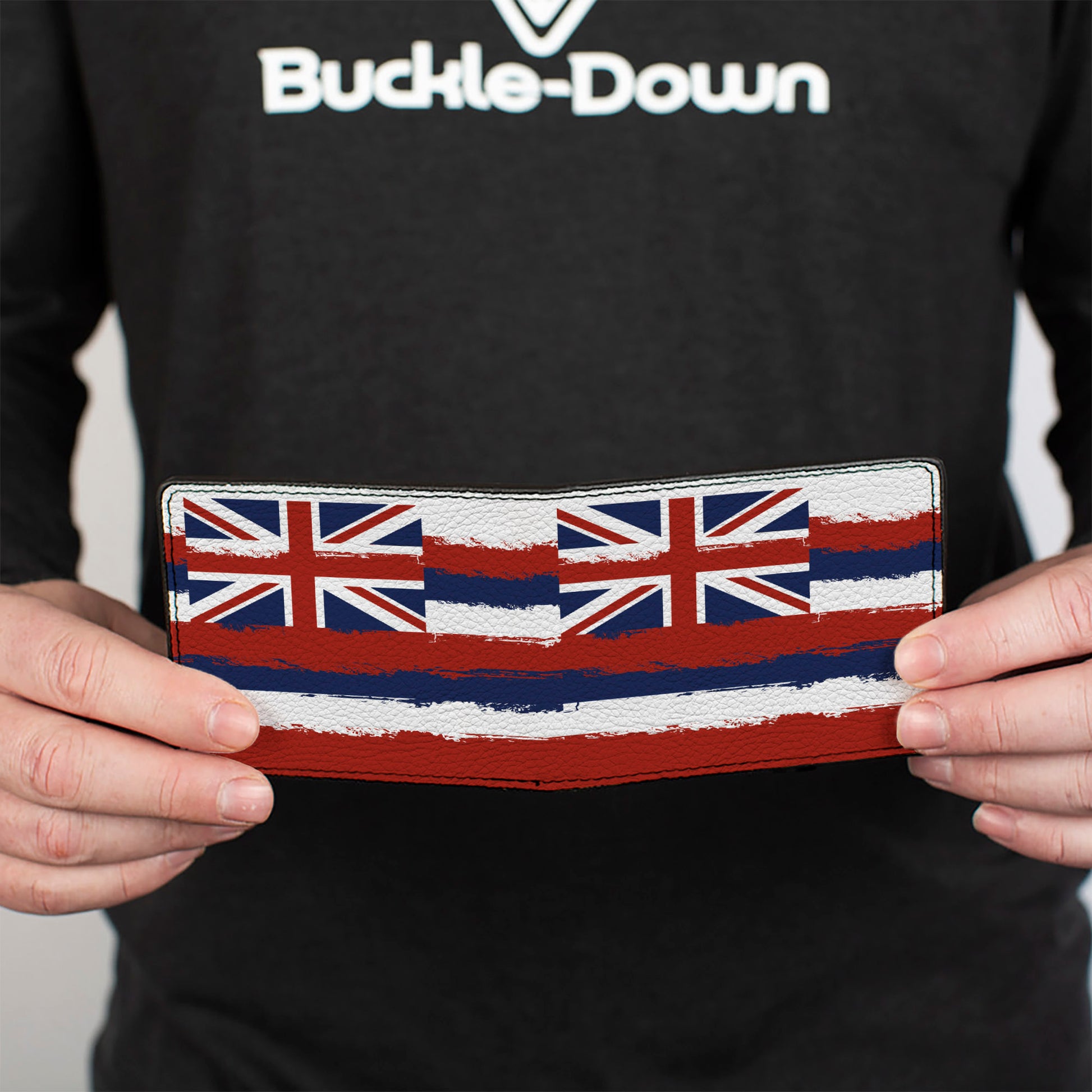 Bi-Fold Wallet - Hawaii Flags Weathered Blue Red White Bi-Fold Wallets Buckle-Down